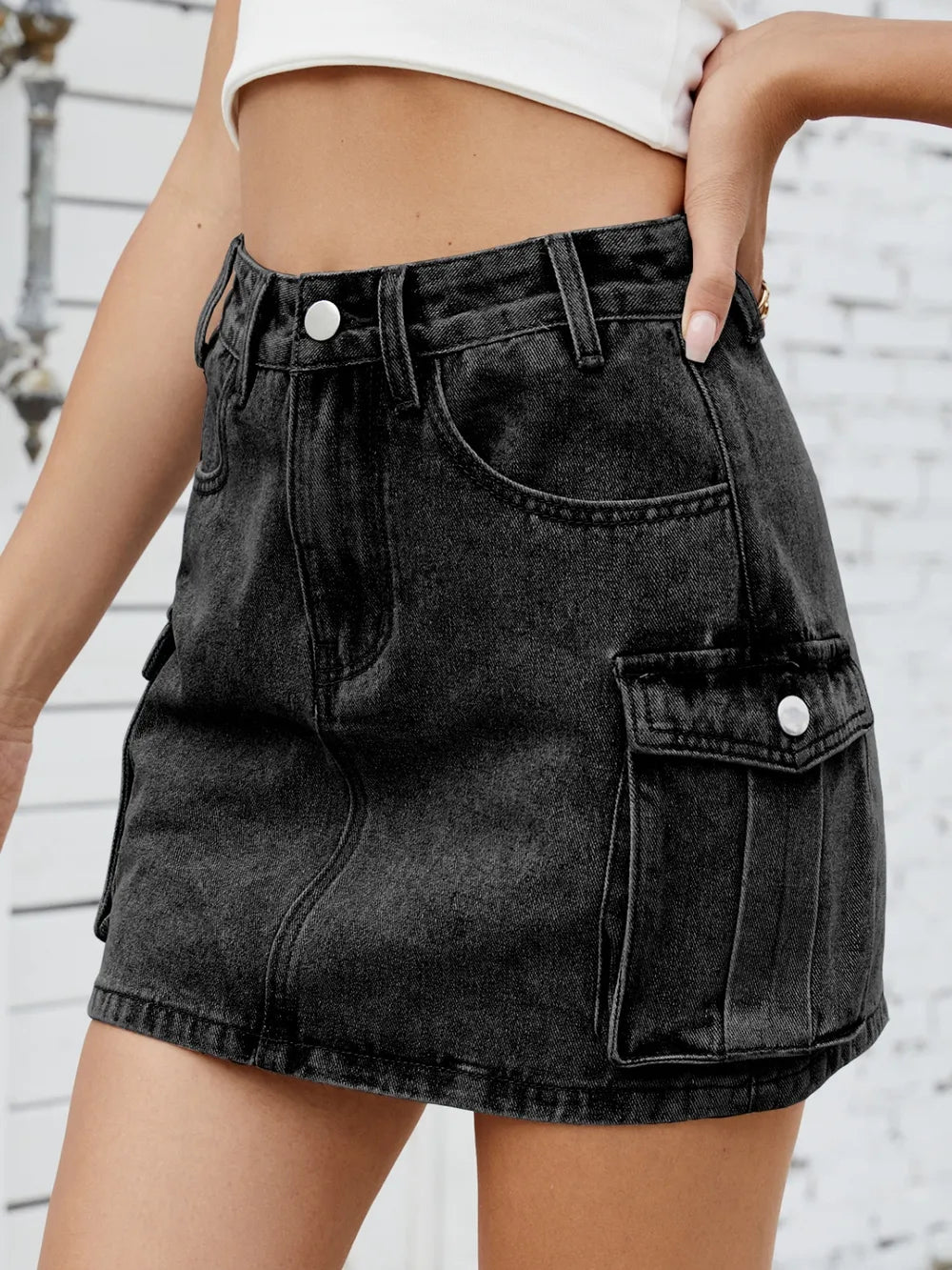 Cargo Denim Skirt - cas7m