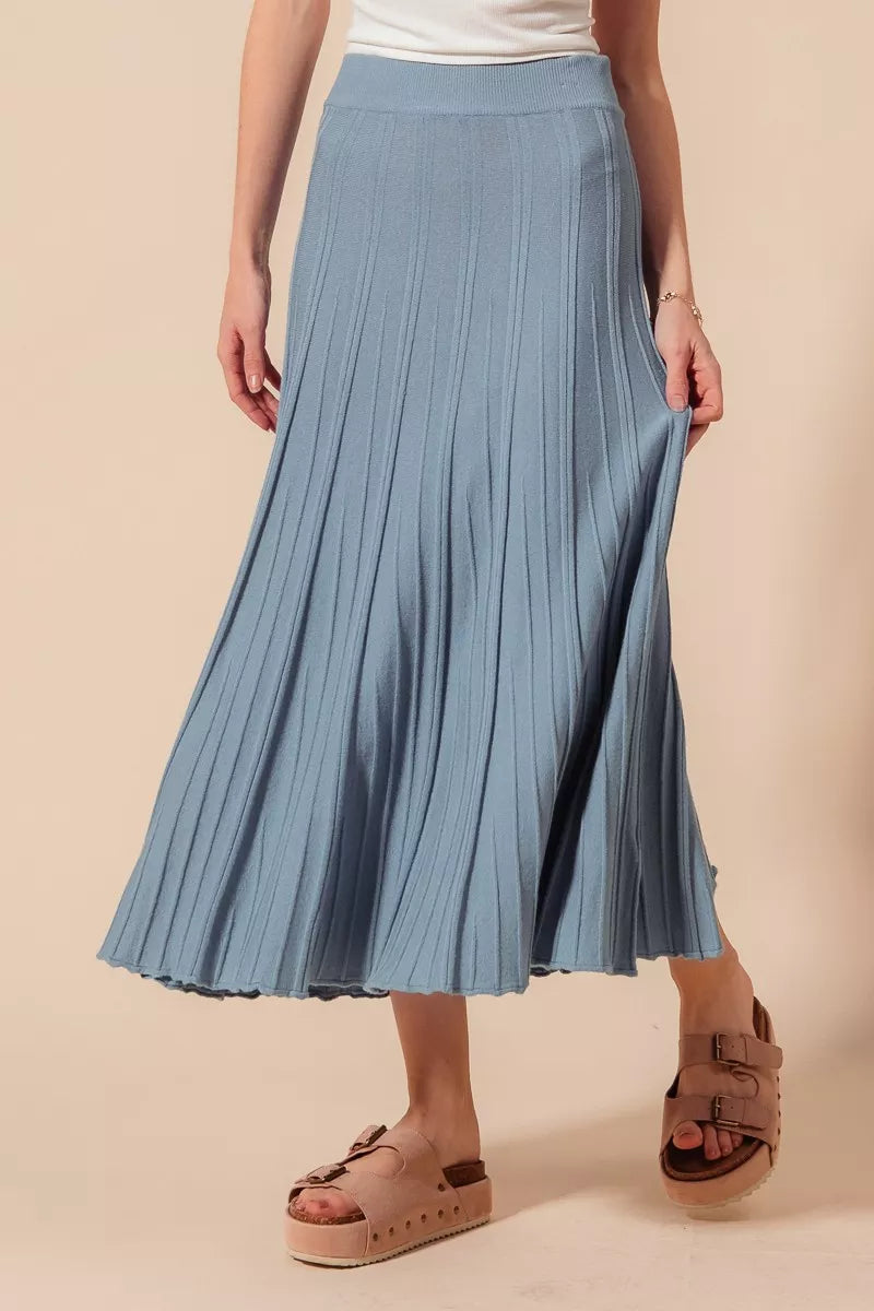 SO ME  A Line Knitted Sweater Midi Length Skirt - cas7m