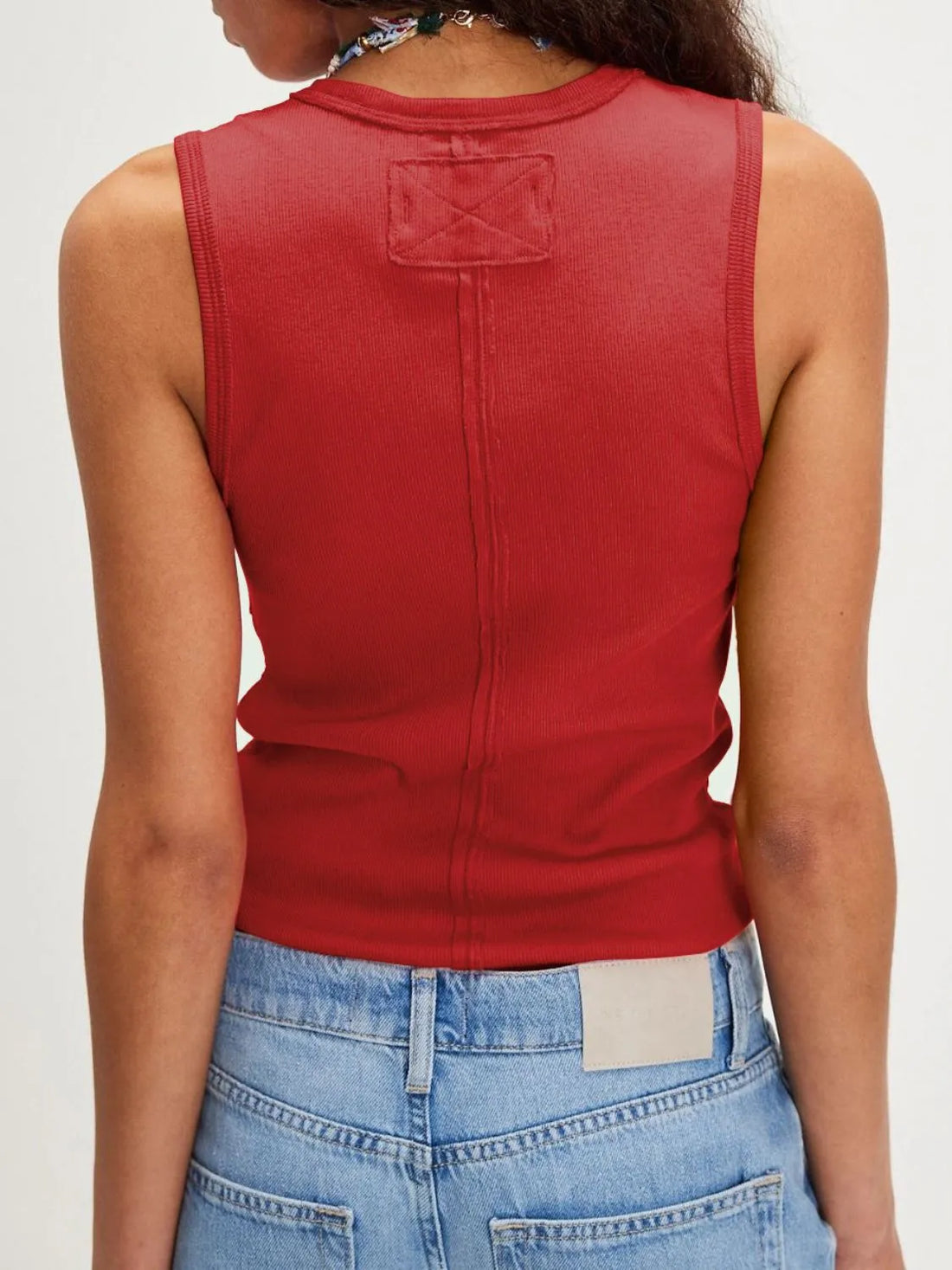 V-Neck Wide Strap Tank - cas7m