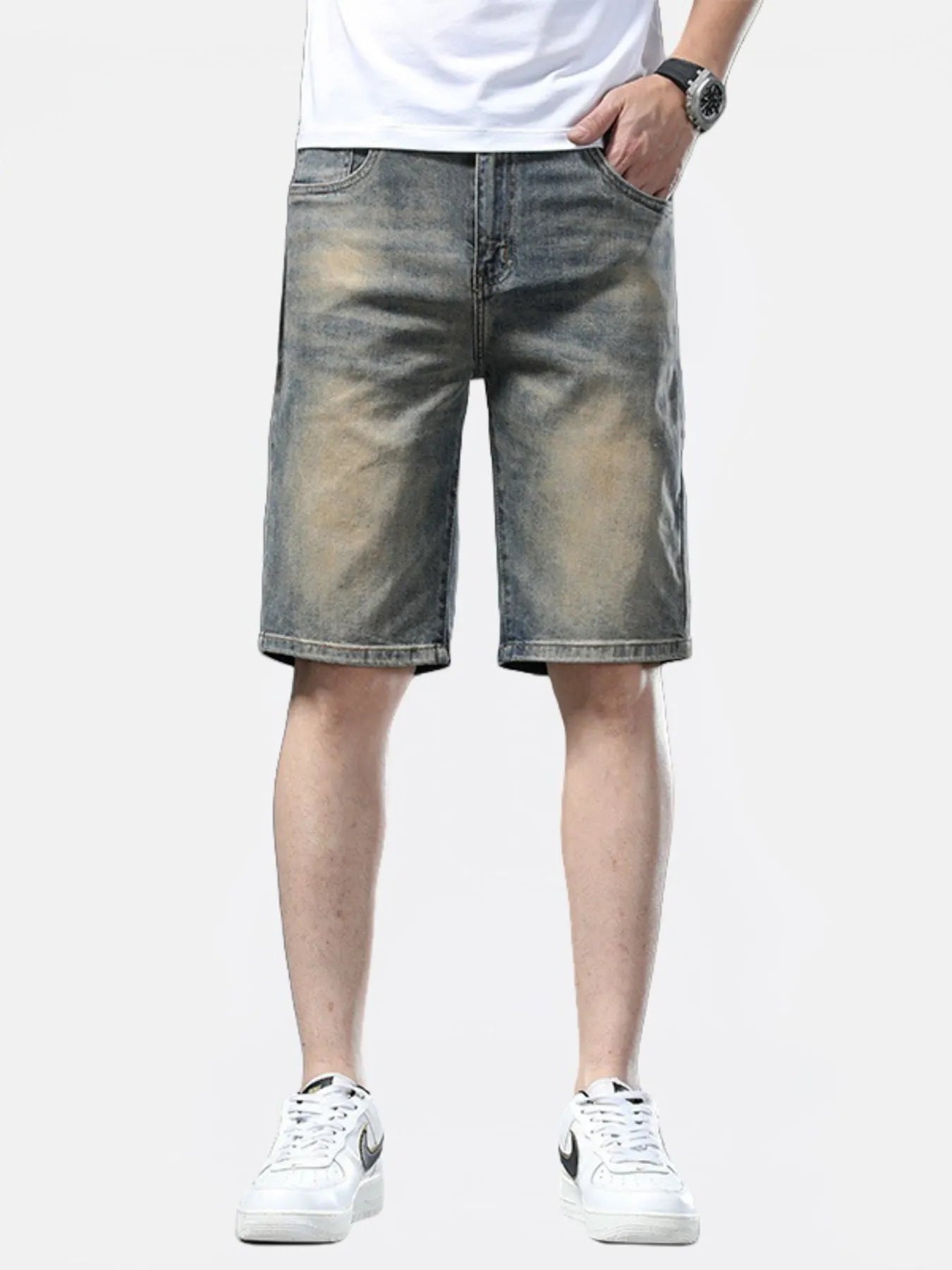 Men's Washed Denim Shorts - cas7m