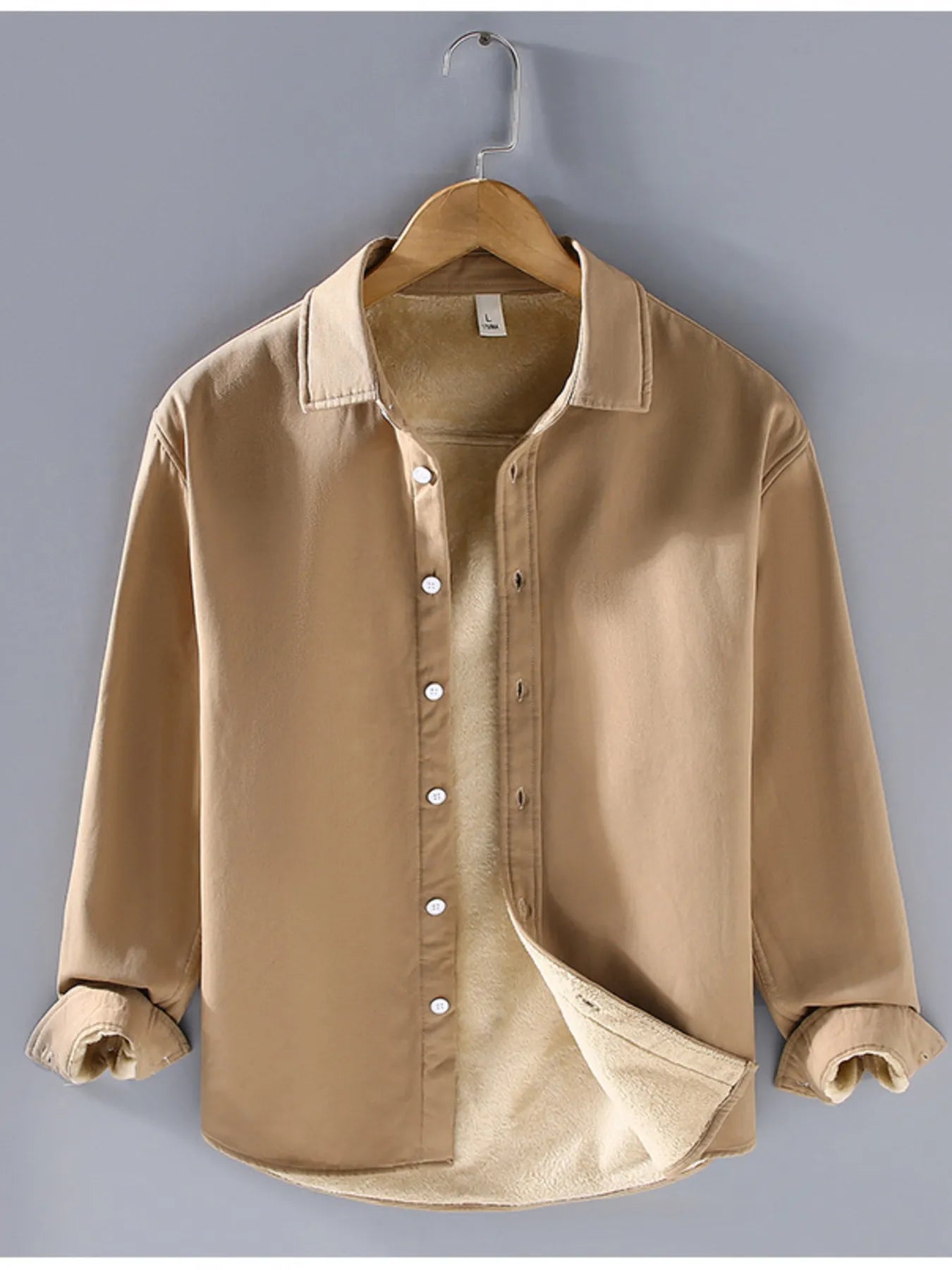 Men's Plus Size Button Up Long Sleeve Shirt - cas7m