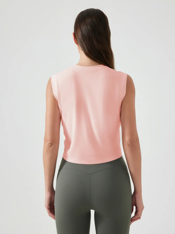 Millennia Round Neck Cropped Active Tank - cas7m
