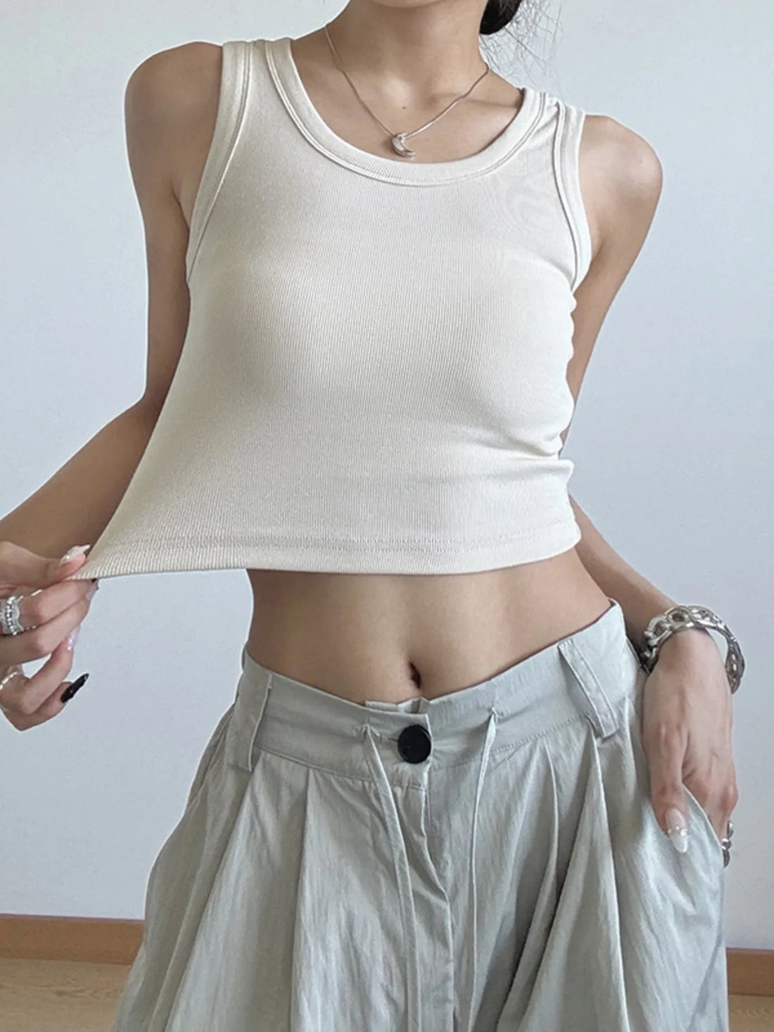 Ribbed Crop Tank Top - cas7m