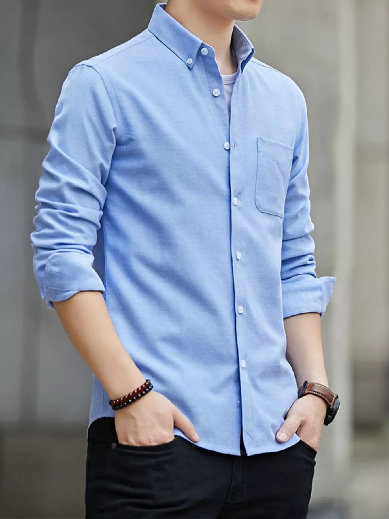 Men's Plus Size Casual Long Sleeve Shirt - cas7m