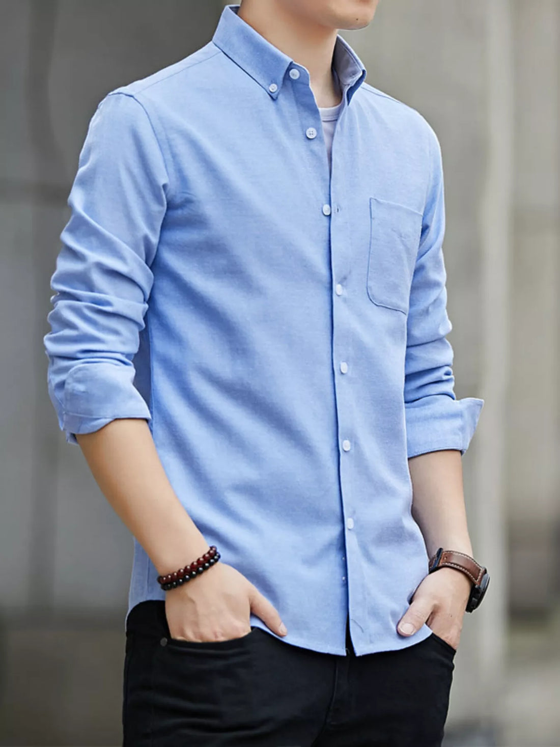 Men's Plus Size Casual Long Sleeve Shirt - cas7m