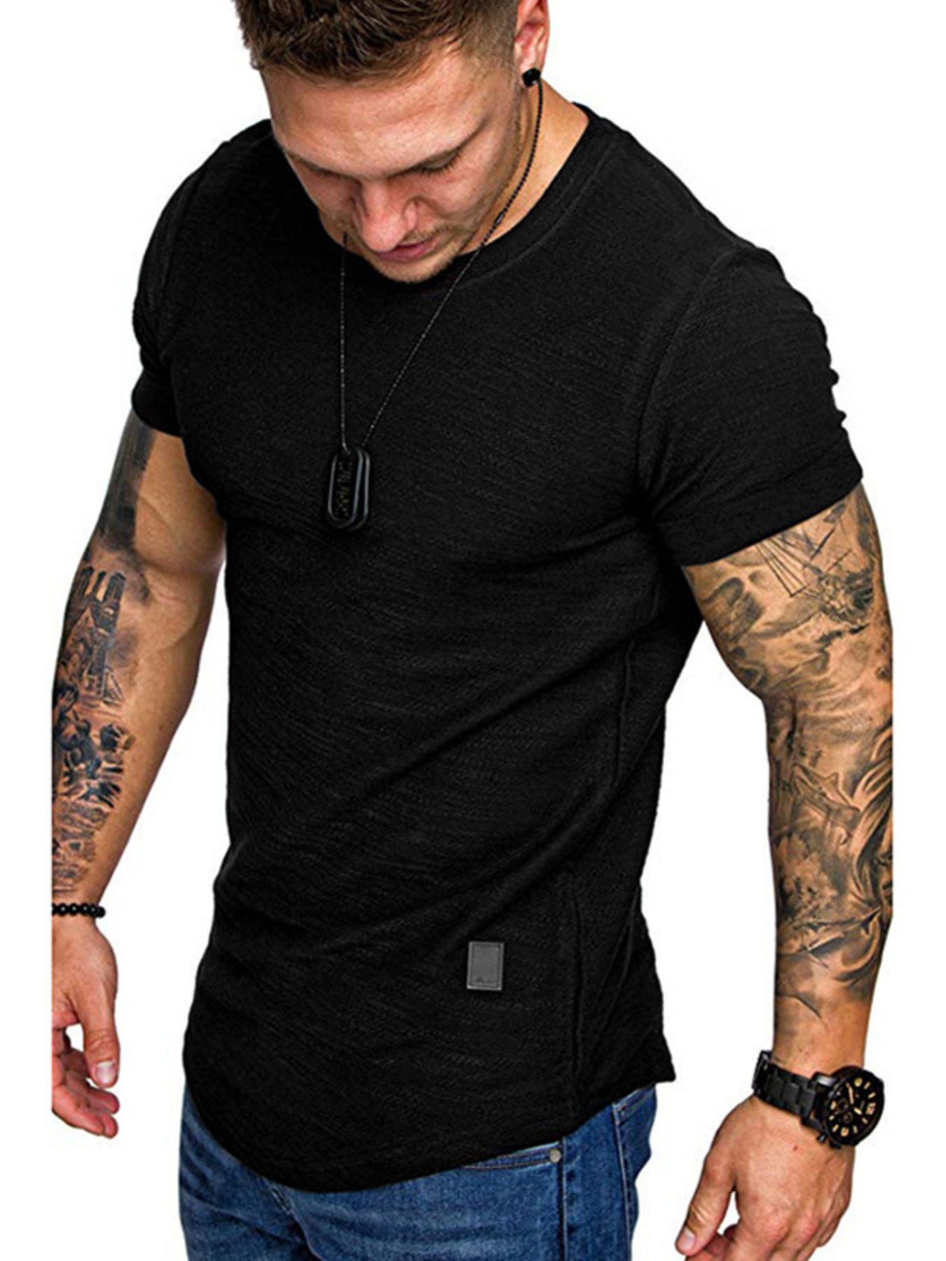 Men's Round Neck Slim Fit Casual T-Shirt - cas7m
