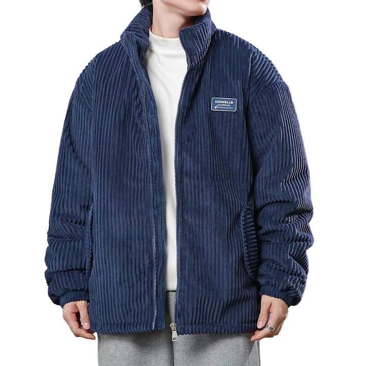 Winter Corduroy Cotton-padded Coat Warm Stand Collar Zipper Jacket Casual Outdoor Streetwear Men's Clothing - cas7m