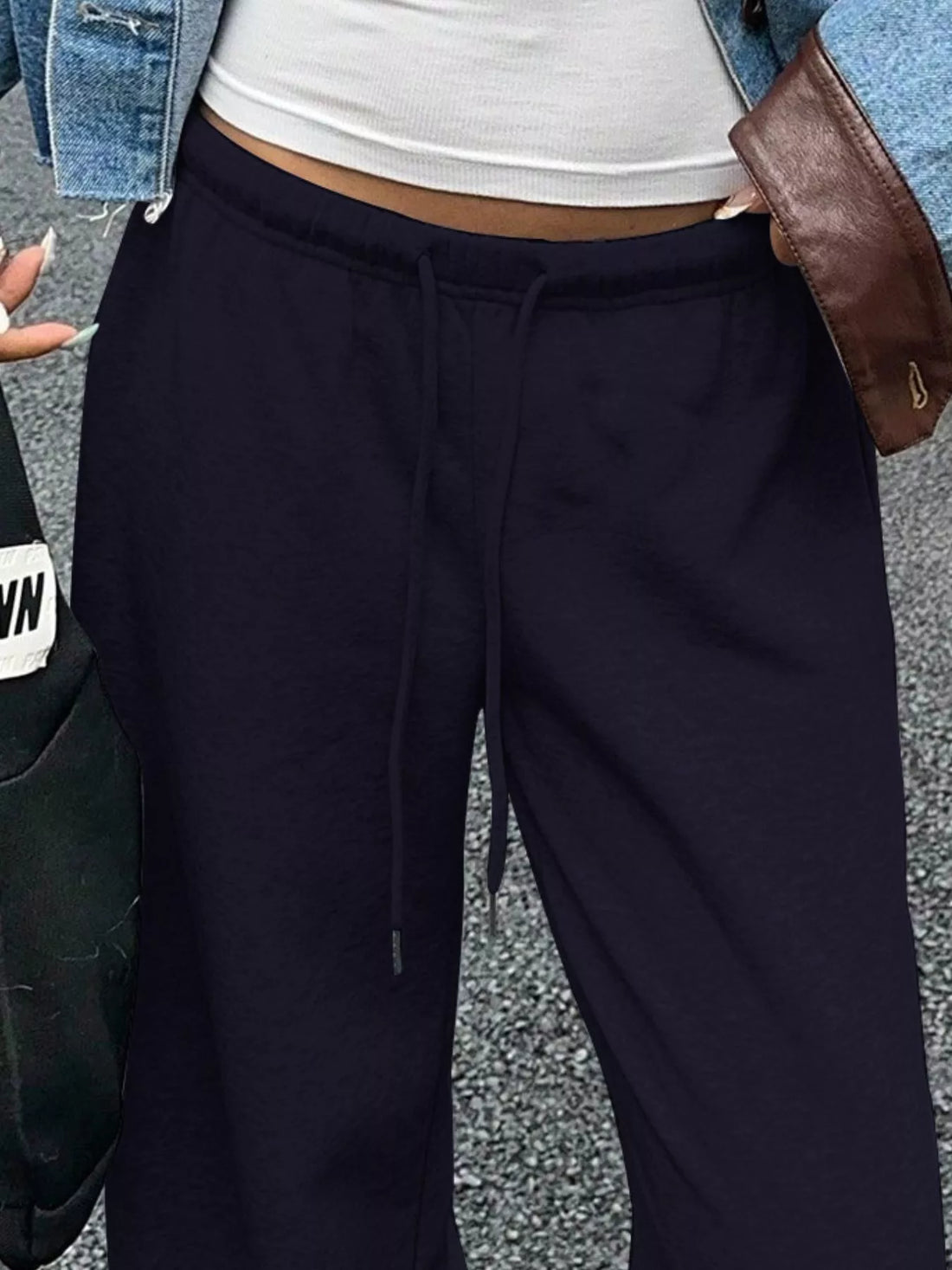 Wide Leg Drawstring Sweatpants - cas7m