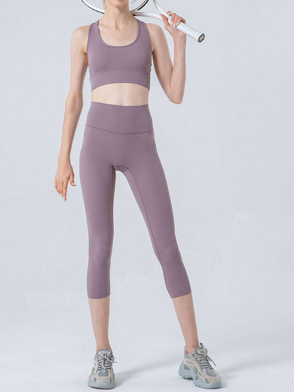 Wide Waistband Cropped Sports Leggings - cas7m