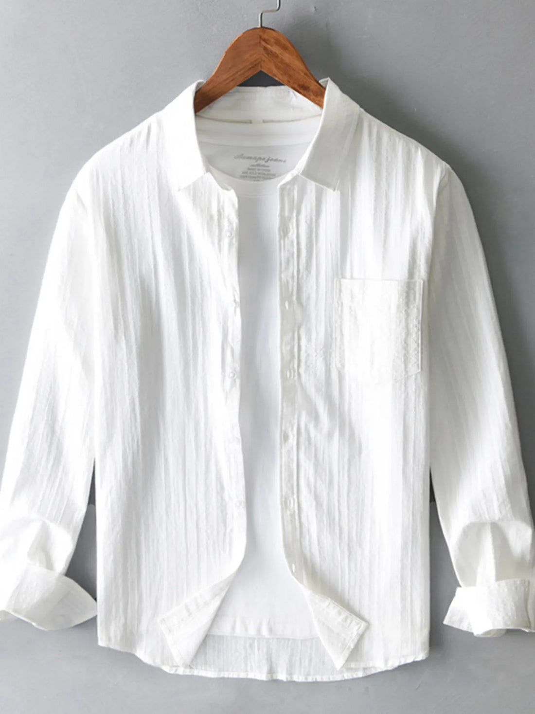 Men's Plus Size Button Up Long Sleeve Shirt - cas7m