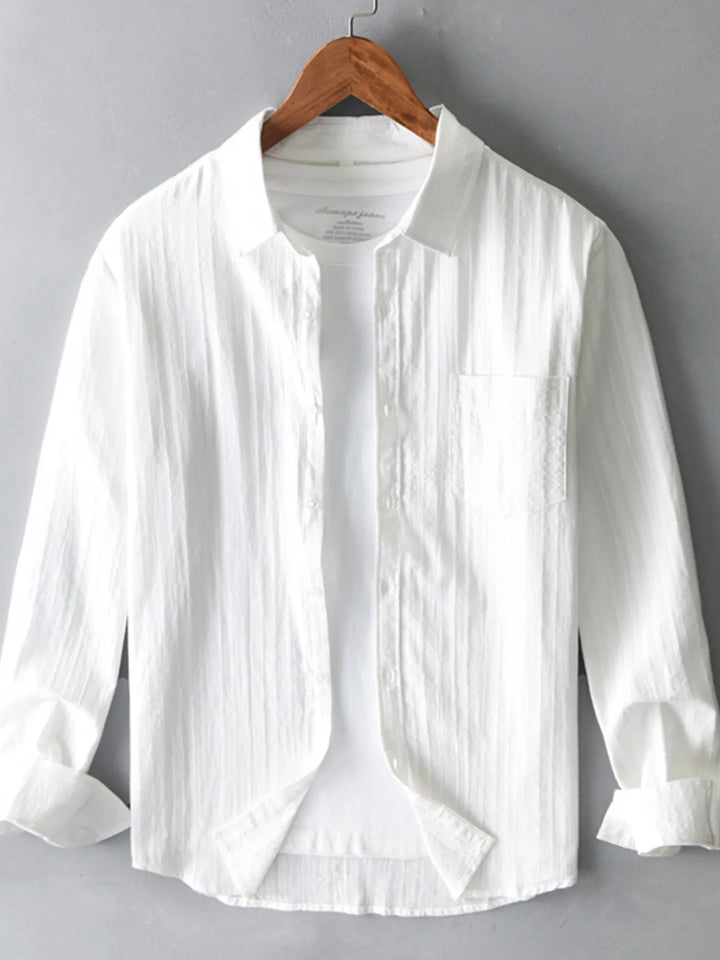 Men's Plus Size Button Up Long Sleeve Shirt - cas7m