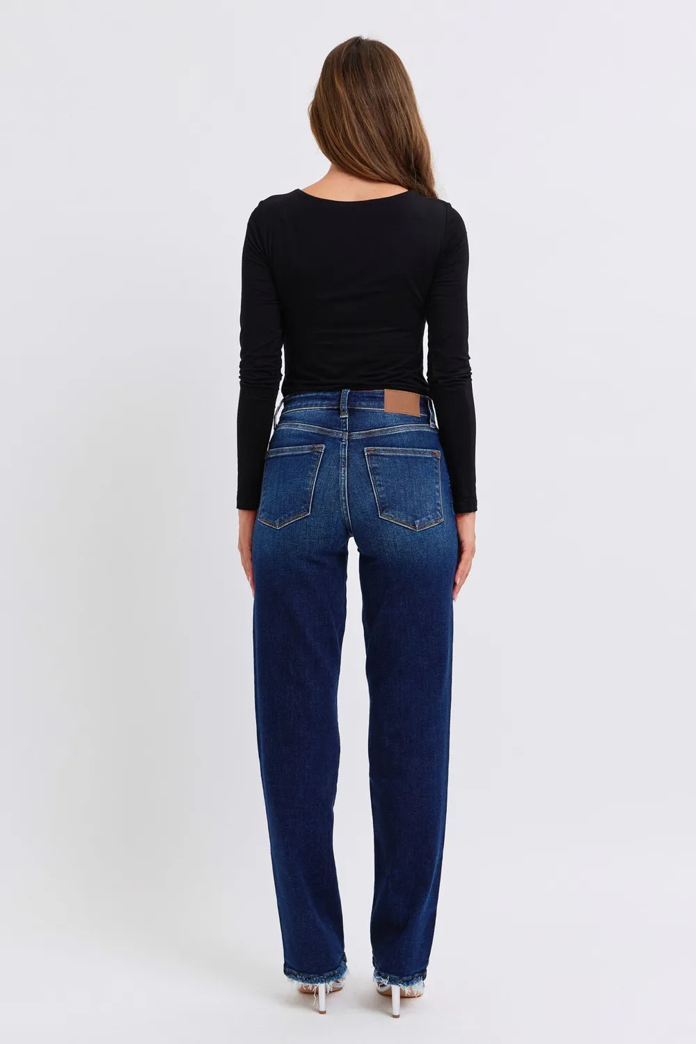 Judy Blue Full Size Raw Hem Straight Leg Jeans - cas7m
