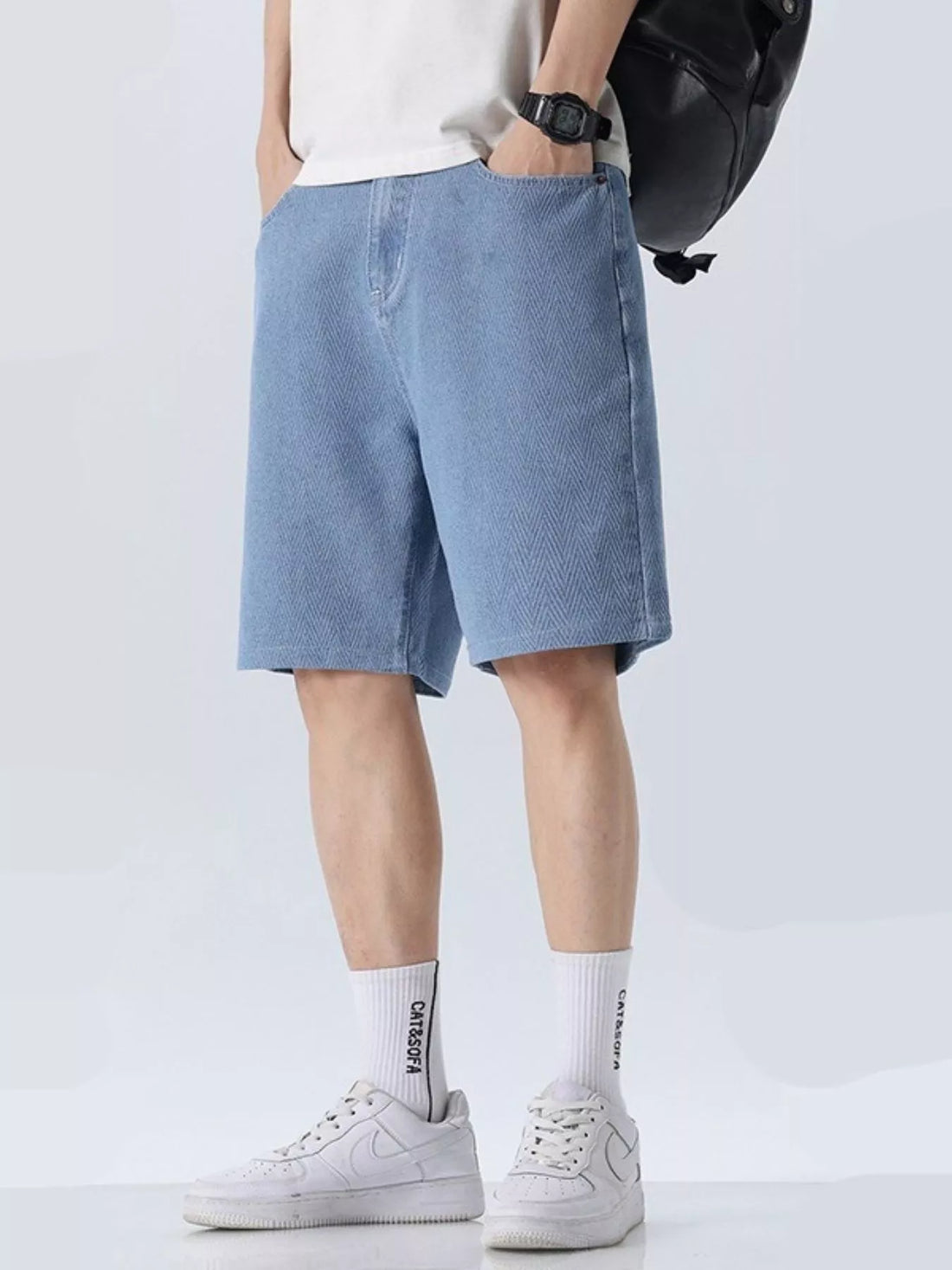 Men's Loose Fit Denim Shorts - cas7m