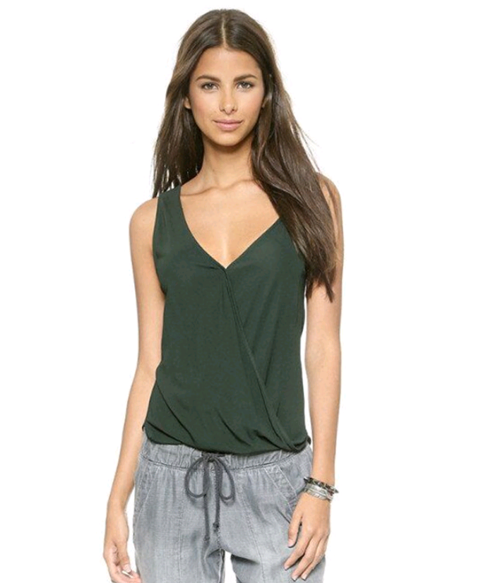 Women's Summer V-Neck Chiffon Sleeveless Top - cas7m