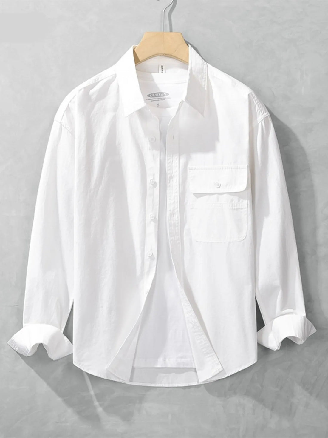 Men's Plus Size Button Up Long Sleeve Shirt - cas7m