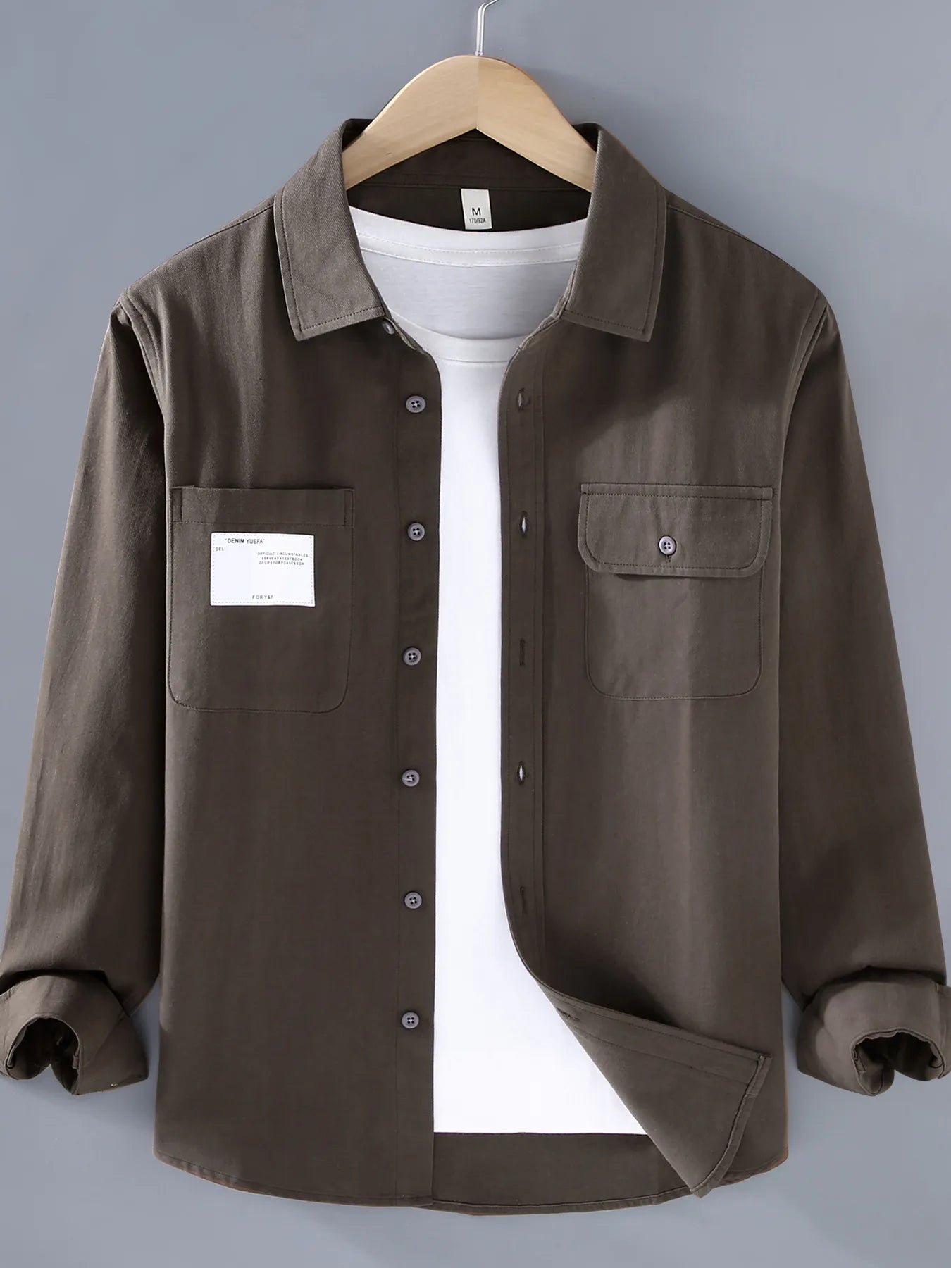 Men's Plus Size Button Up Long Sleeve Shirt - cas7m