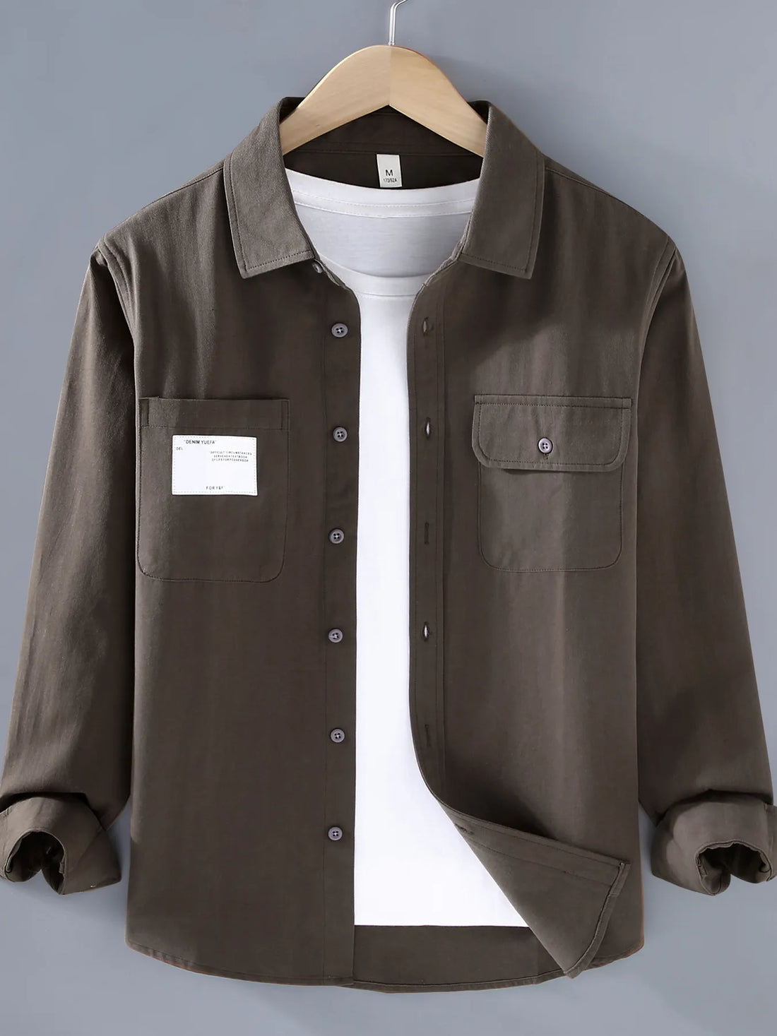 Men's Plus Size Button Up Long Sleeve Shirt - cas7m