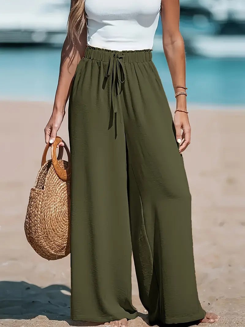 Women's Drawstring Loose Casual Wide-leg Trousers - cas7m