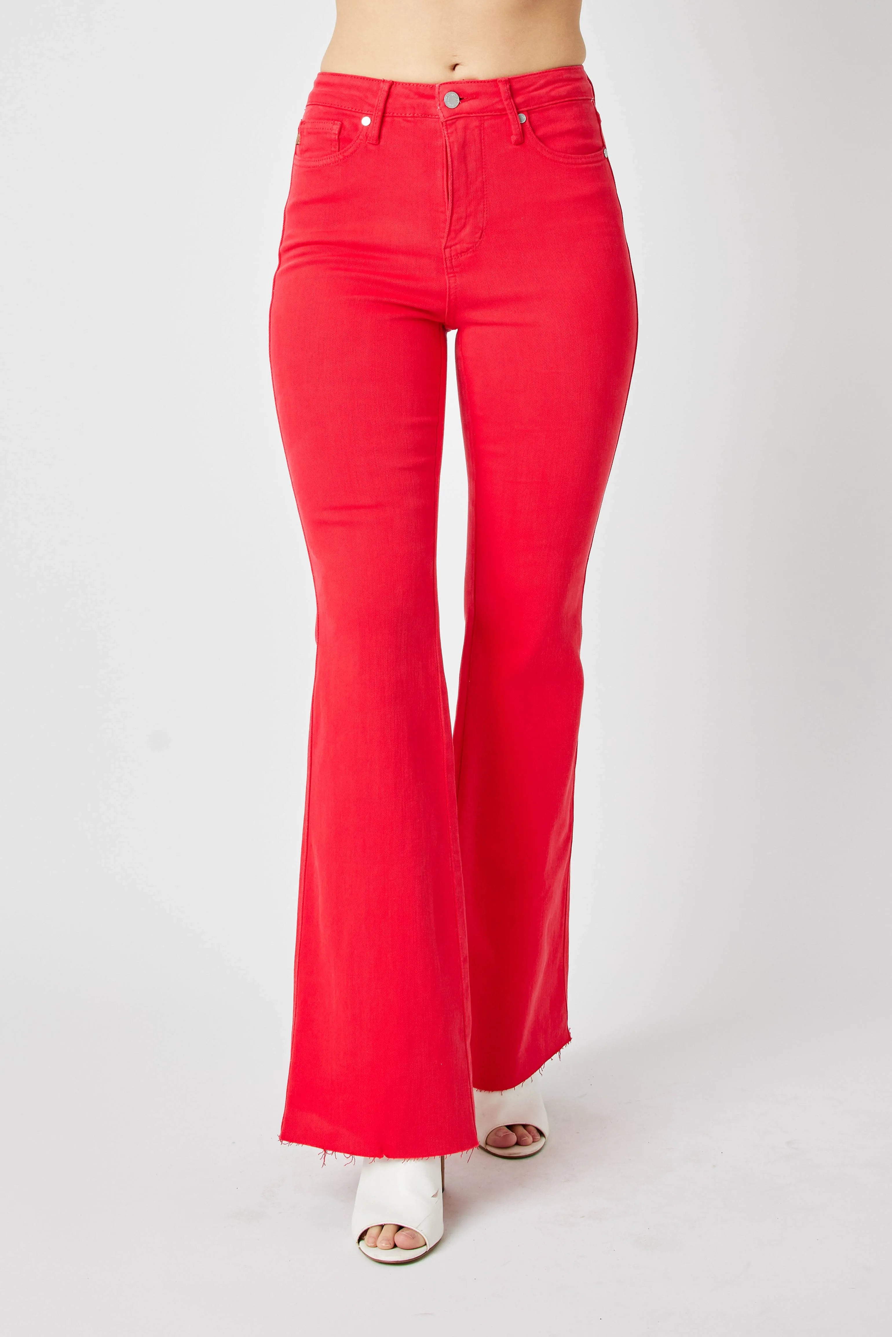 Judy Blue Full Size Hw Tummy Control Garment Dyed Flare Jeans Plus Size - cas7m