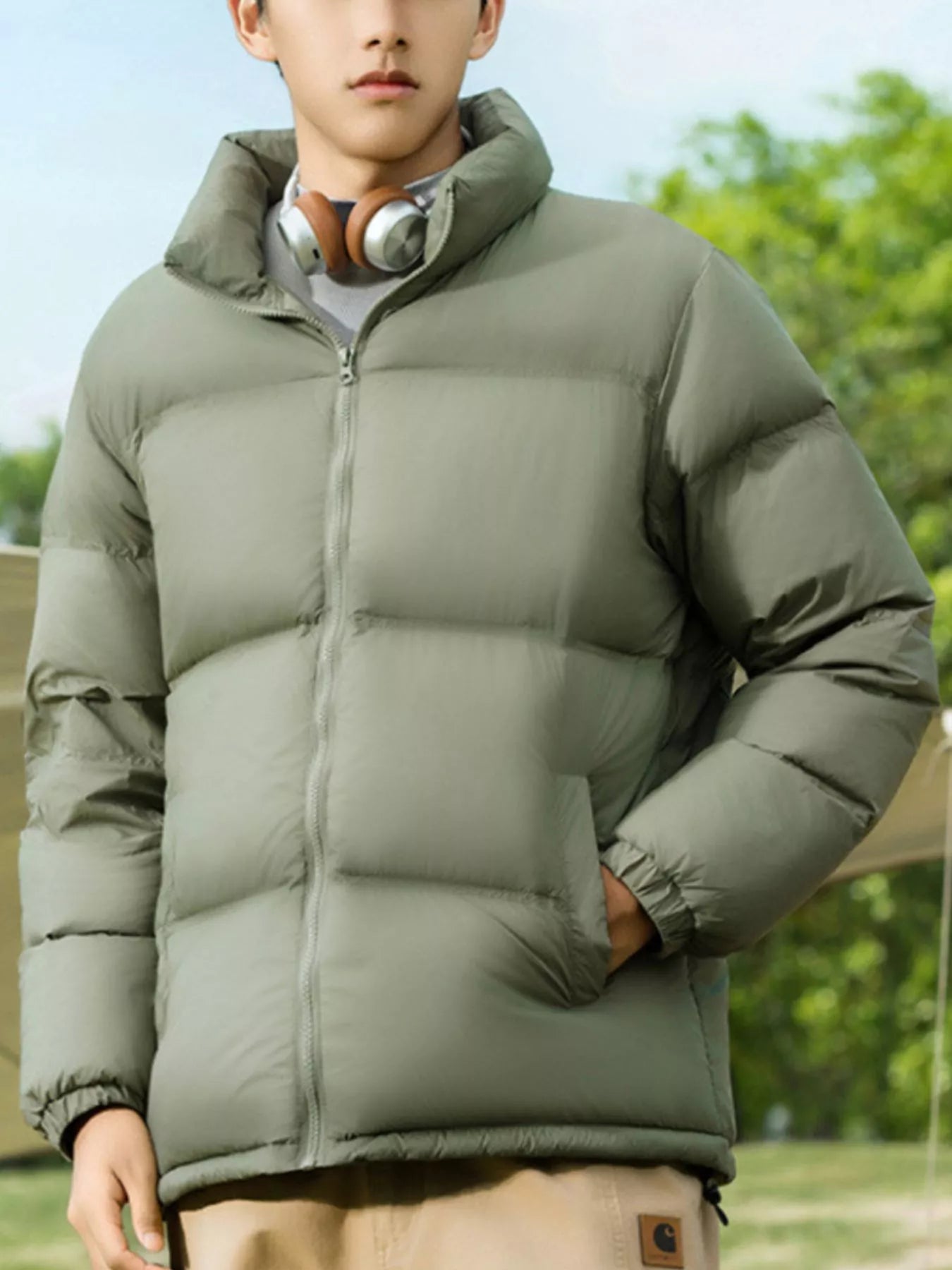 Men's Full Size Lightweight Packable Zip Up Puffer Jacket Plus Size - cas7m