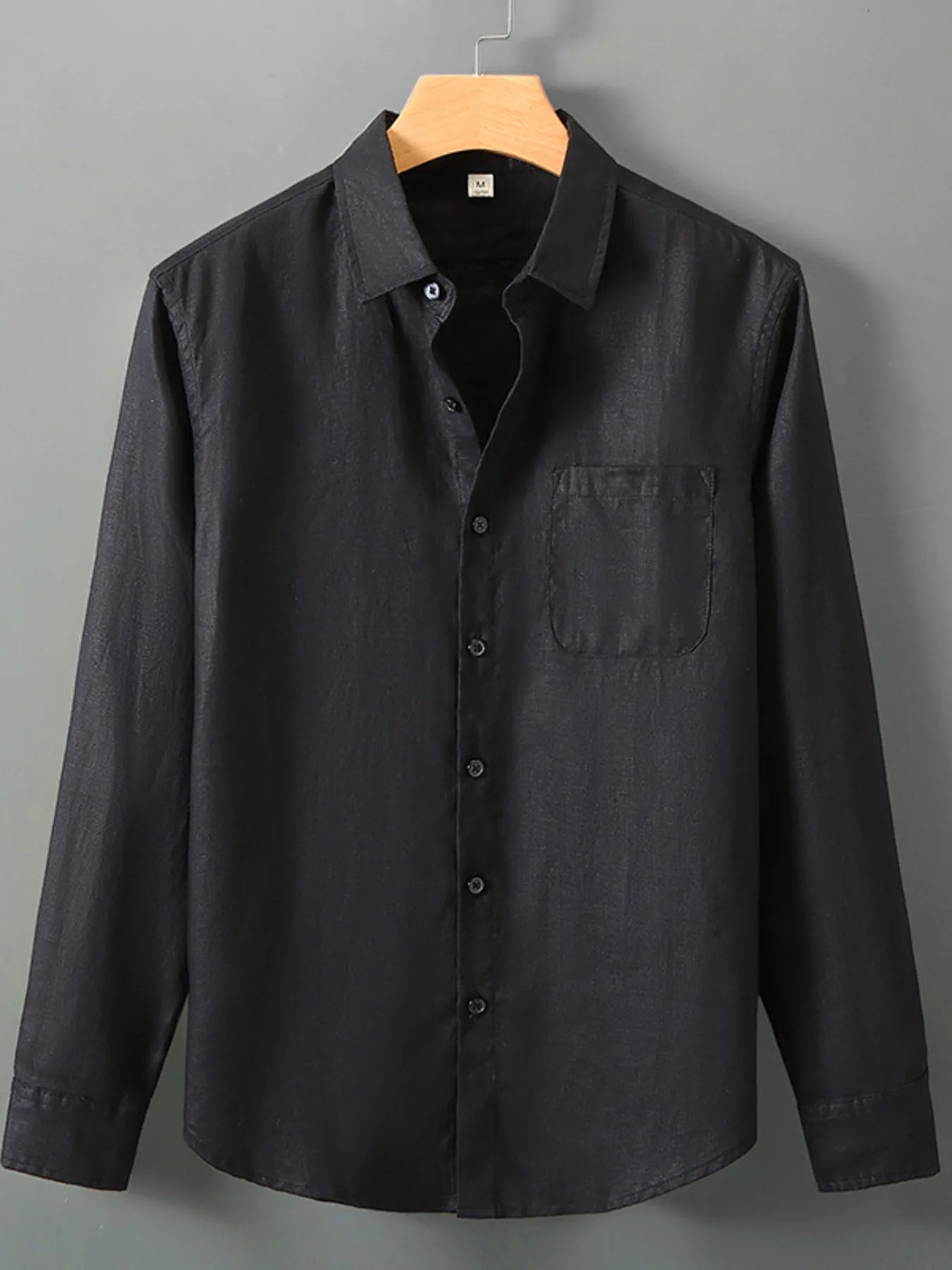 Men's Plus Size Long Sleeve Button-Up Shirt - cas7m