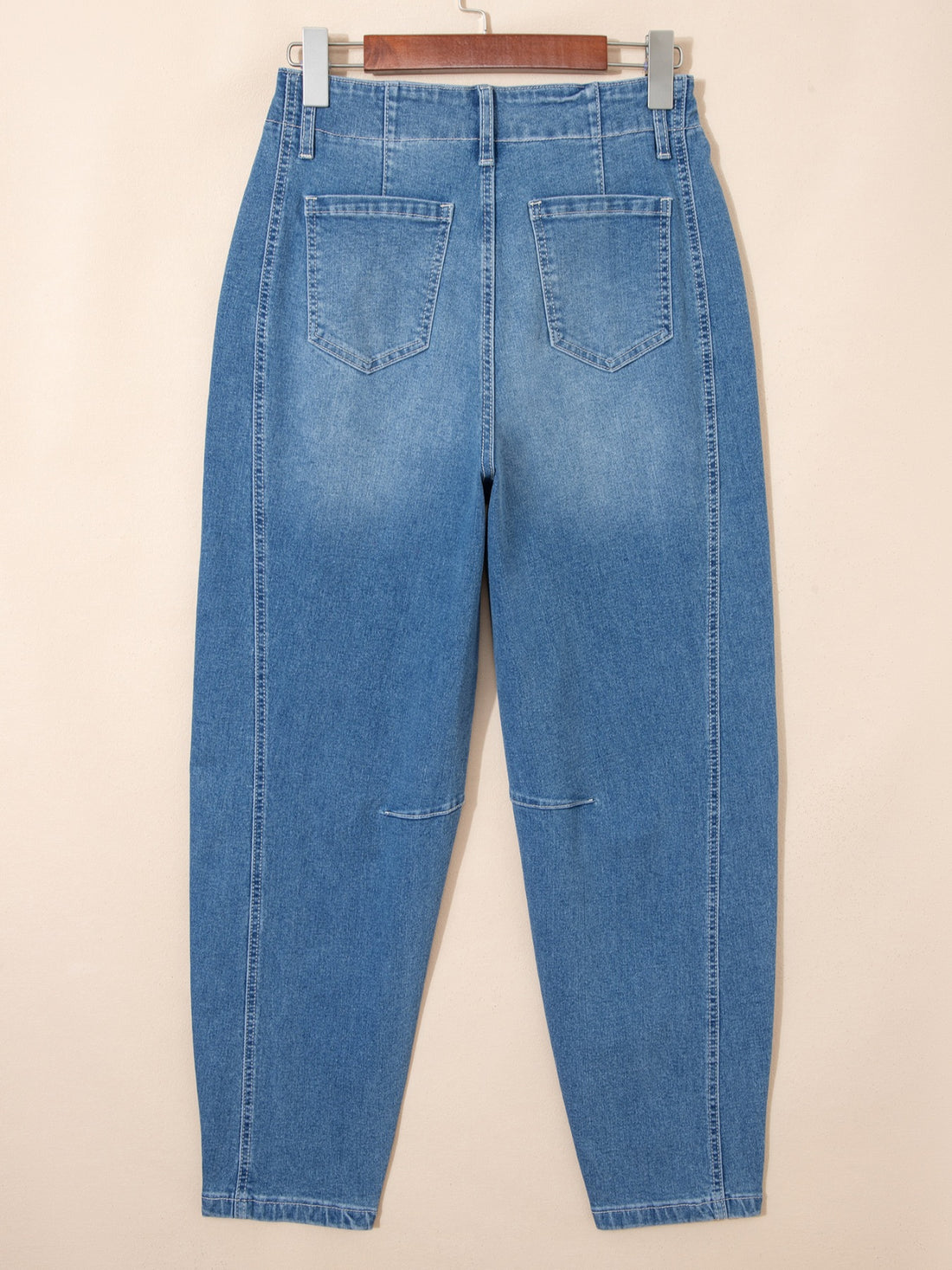 Washed Cuffed Barrel Jeans - cas7m