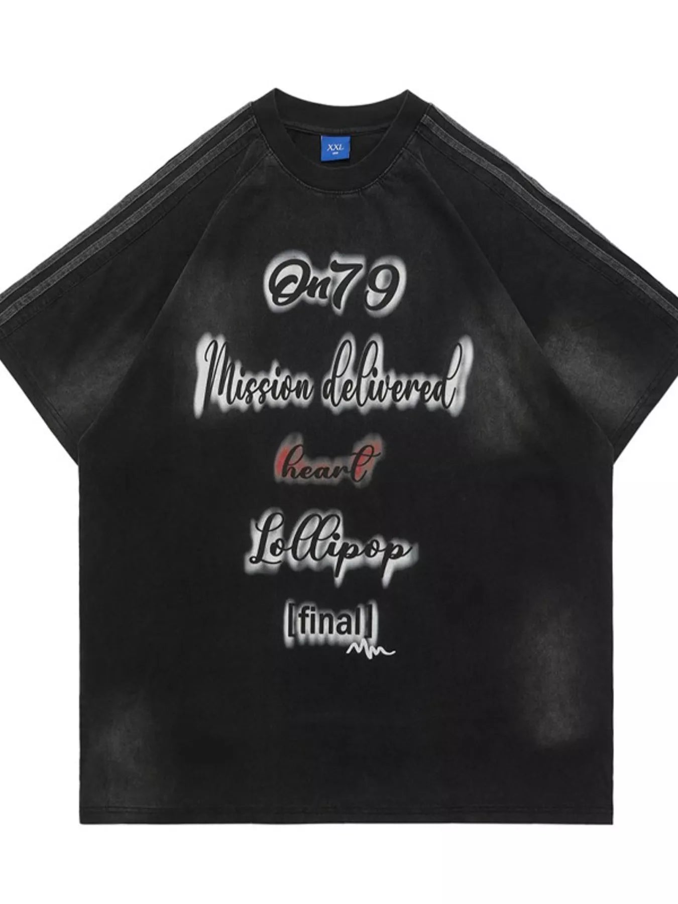 Men's Letter Round Neck Oversized T-Shirt - cas7m