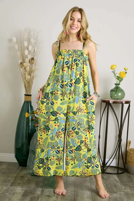 ADORA Elastic Detail Tropical Jumpsuit - cas7m