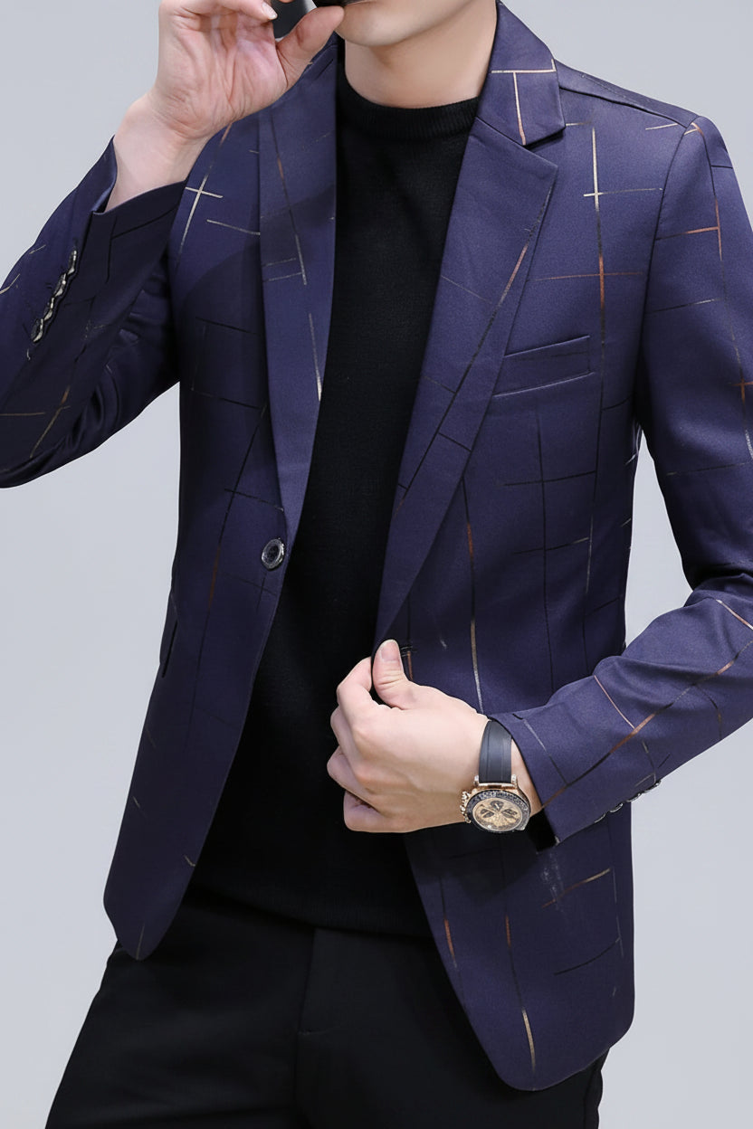 Men's Plus Size One Button Slim Fit Blazer - cas7m