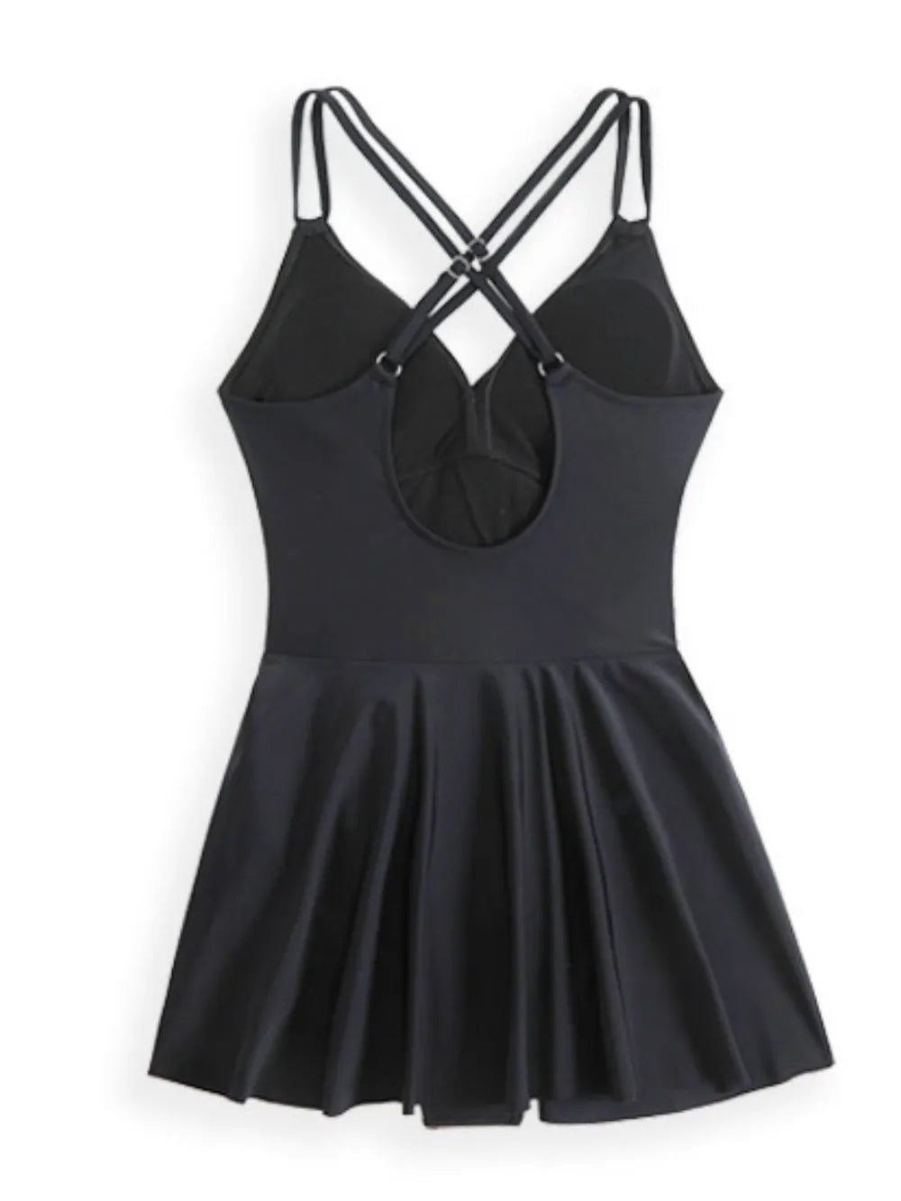 Twisted Front Crisscross Double Spaghetti Strap One-Piece Swimwear - cas7m