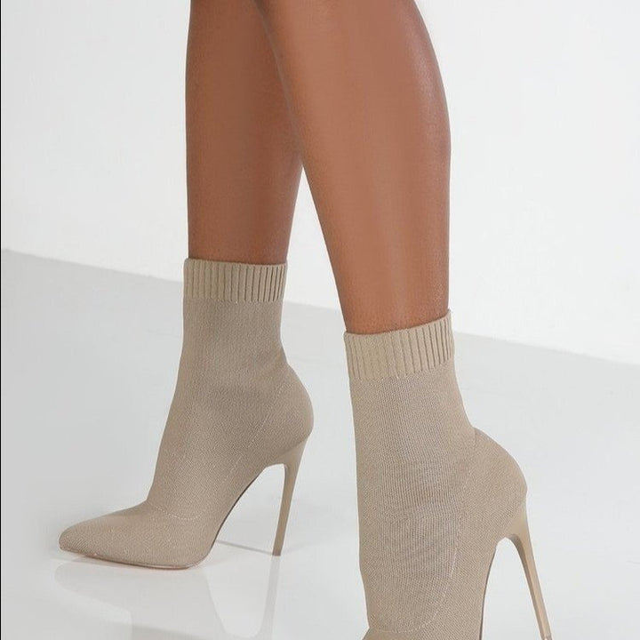 Women's Knitted Stretch High-heel Pointed Toe Boots
