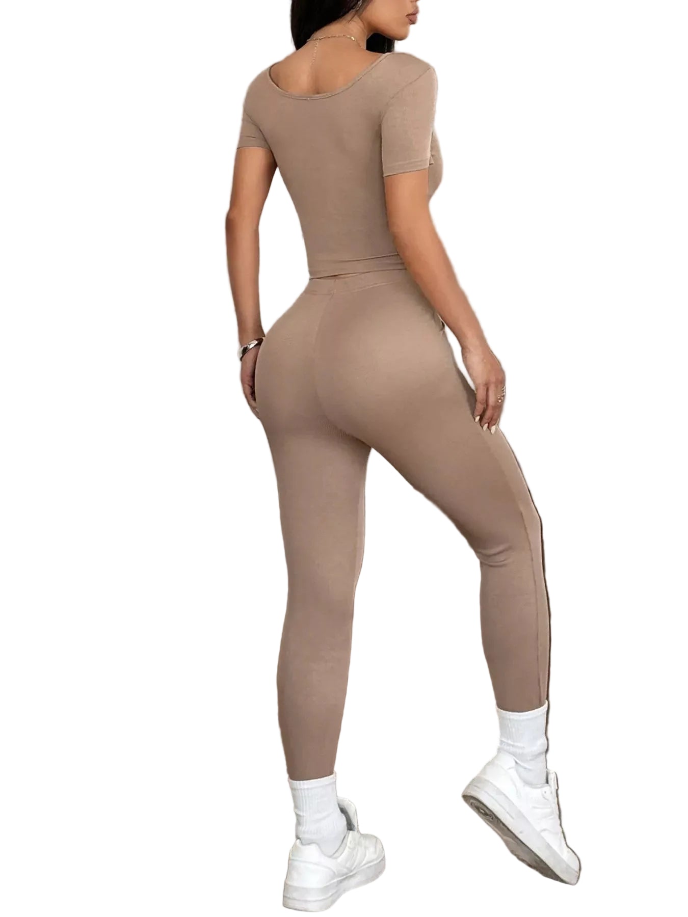 Short Sleeve Top and Leggings Set - cas7m