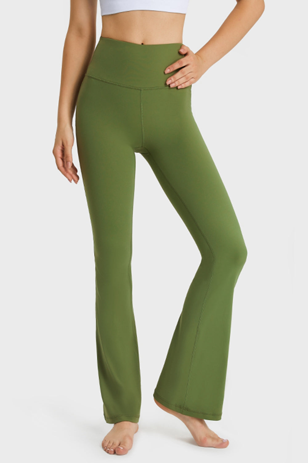 Millennia Elastic Waist Flare Yoga Pants - cas7m