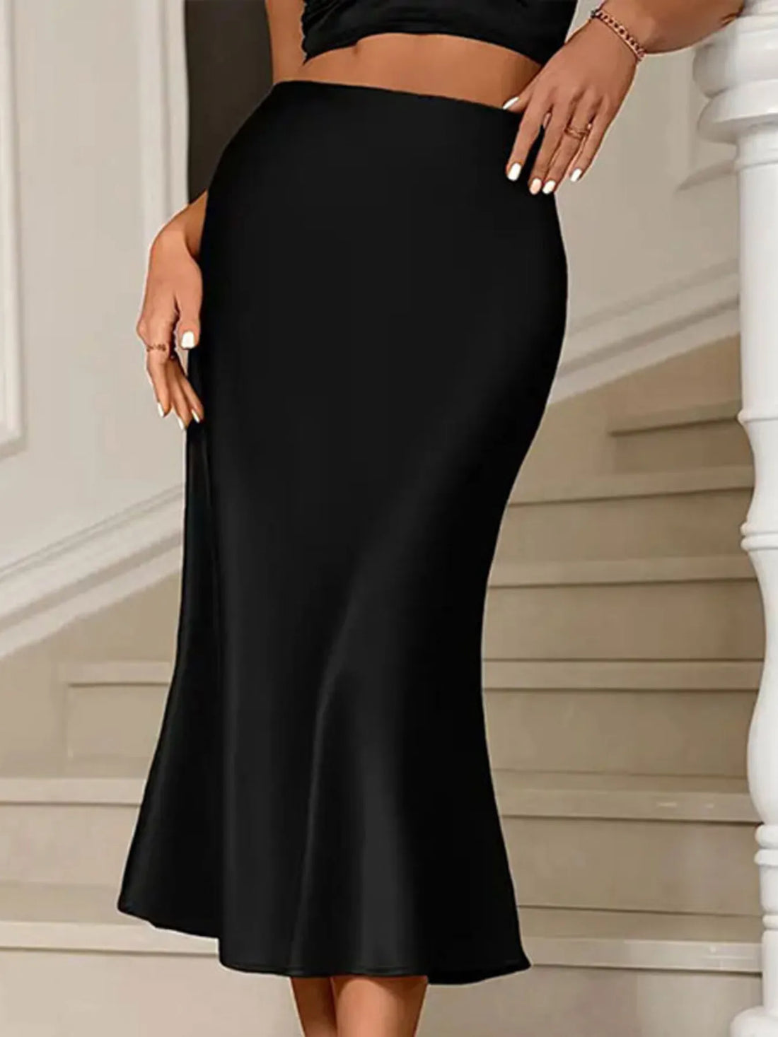Satin Midi Mermaid Skirt - cas7m