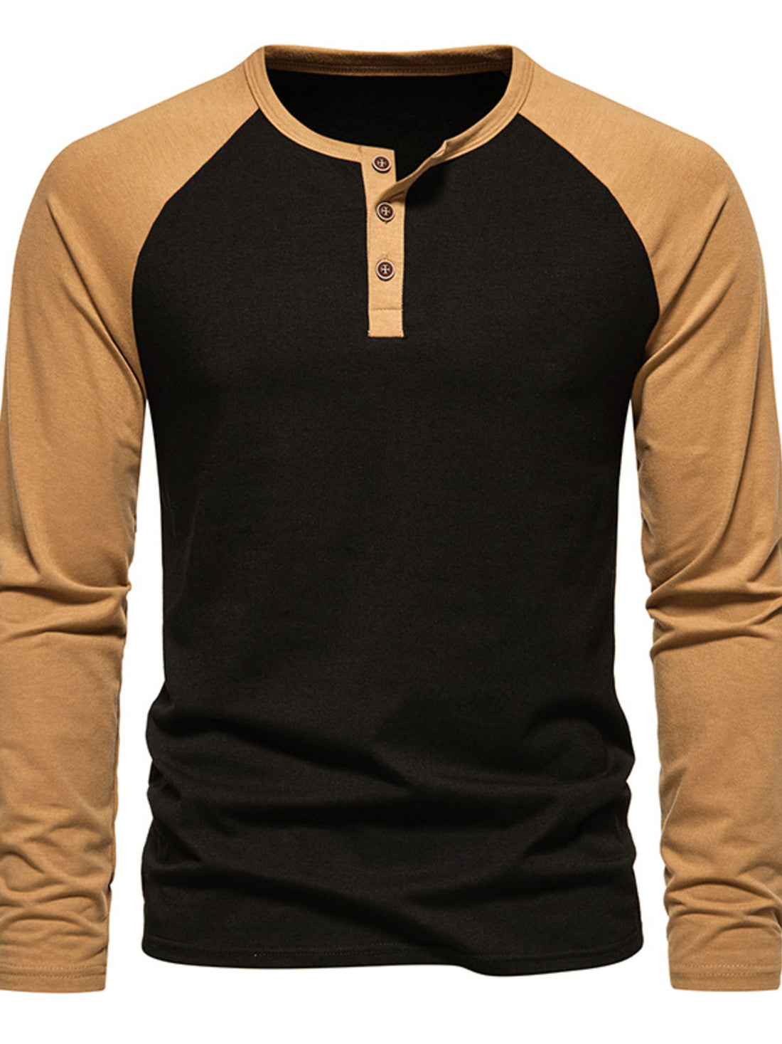 Men's Casual Henley Long Sleeve T-Shirt - cas7m