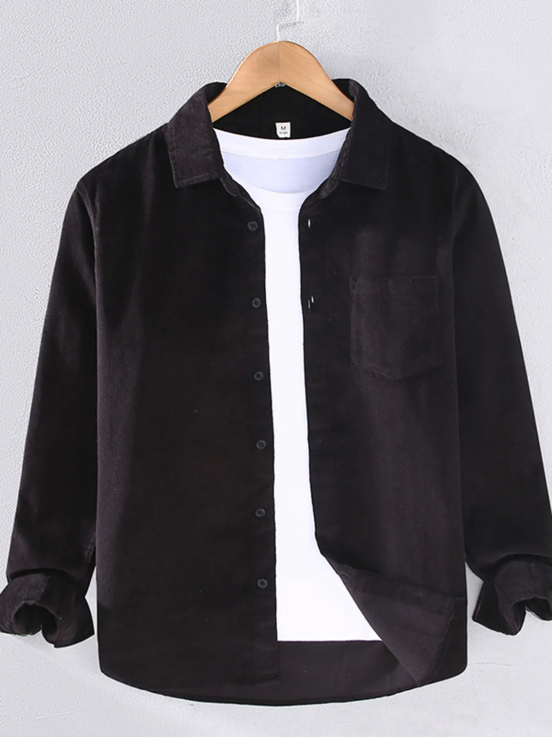 Men's Plus Size Button Up Long Sleeve Shirt - cas7m