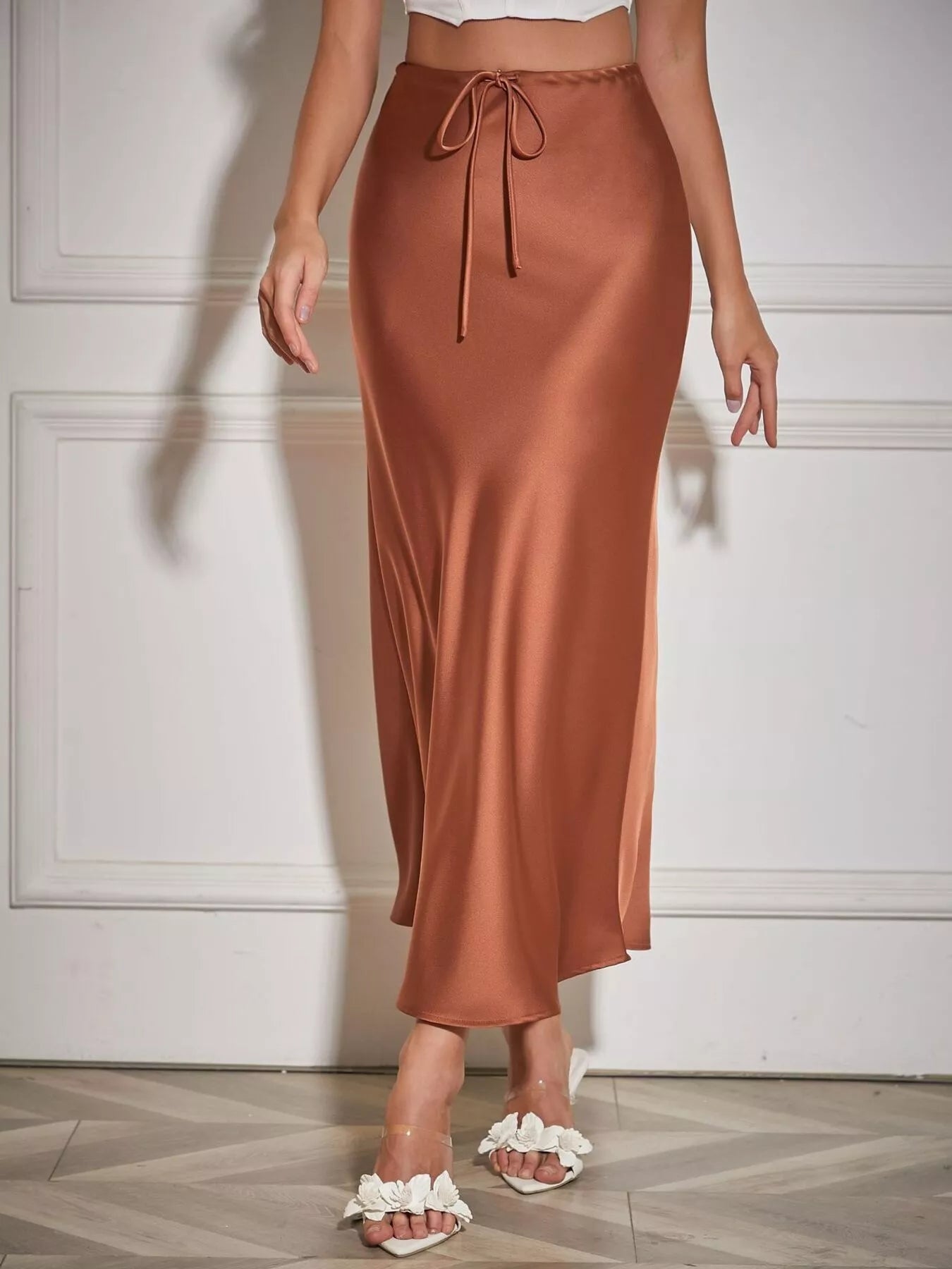 Satin Midi Skirt - cas7m