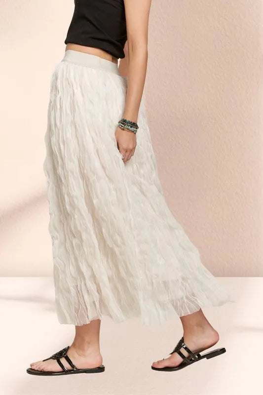 ADORA Elastic Waist Cloud Fluffy Maxi Skirt - cas7m