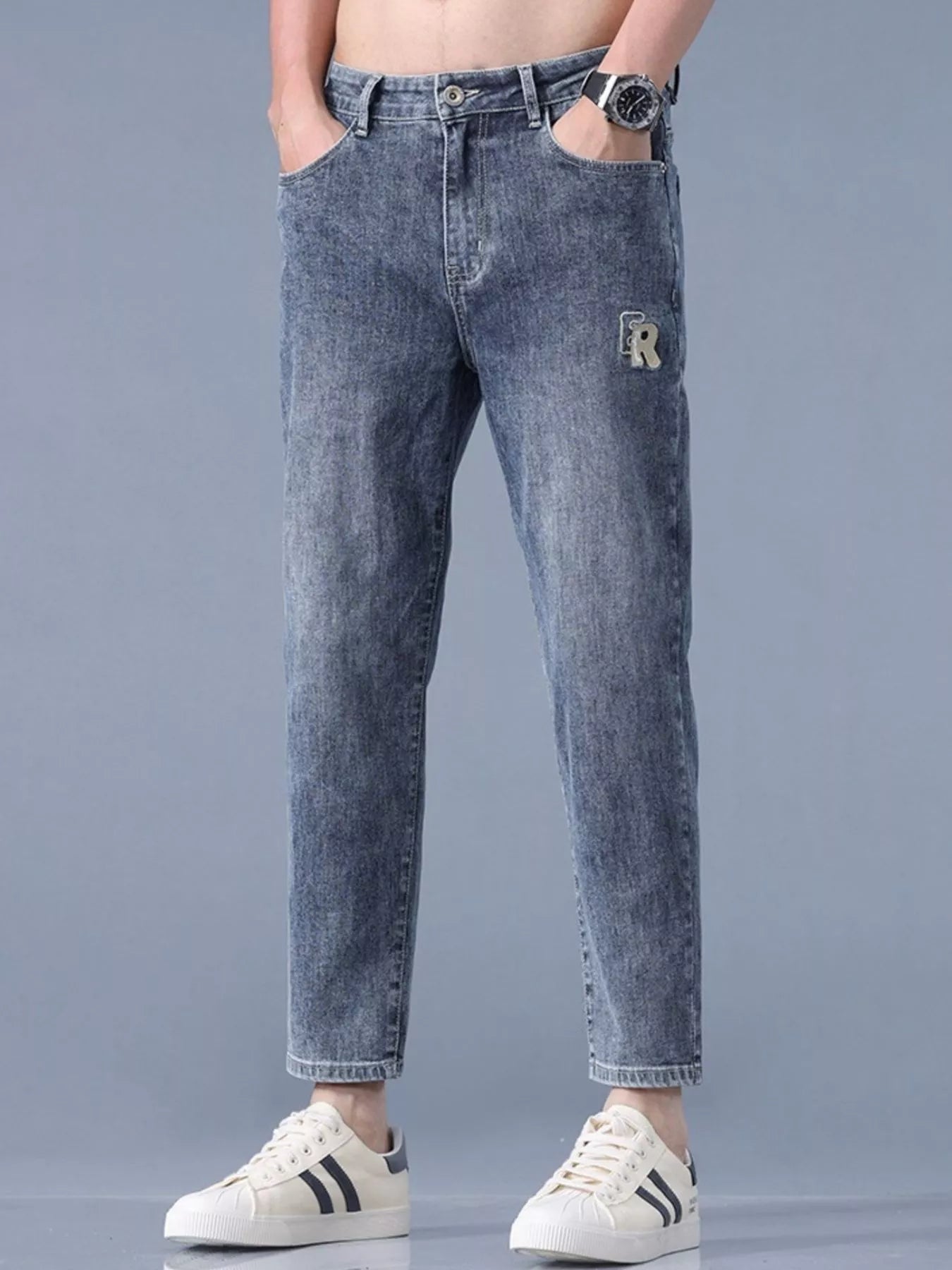 Men's Straight-Leg Wash Jeans - cas7m
