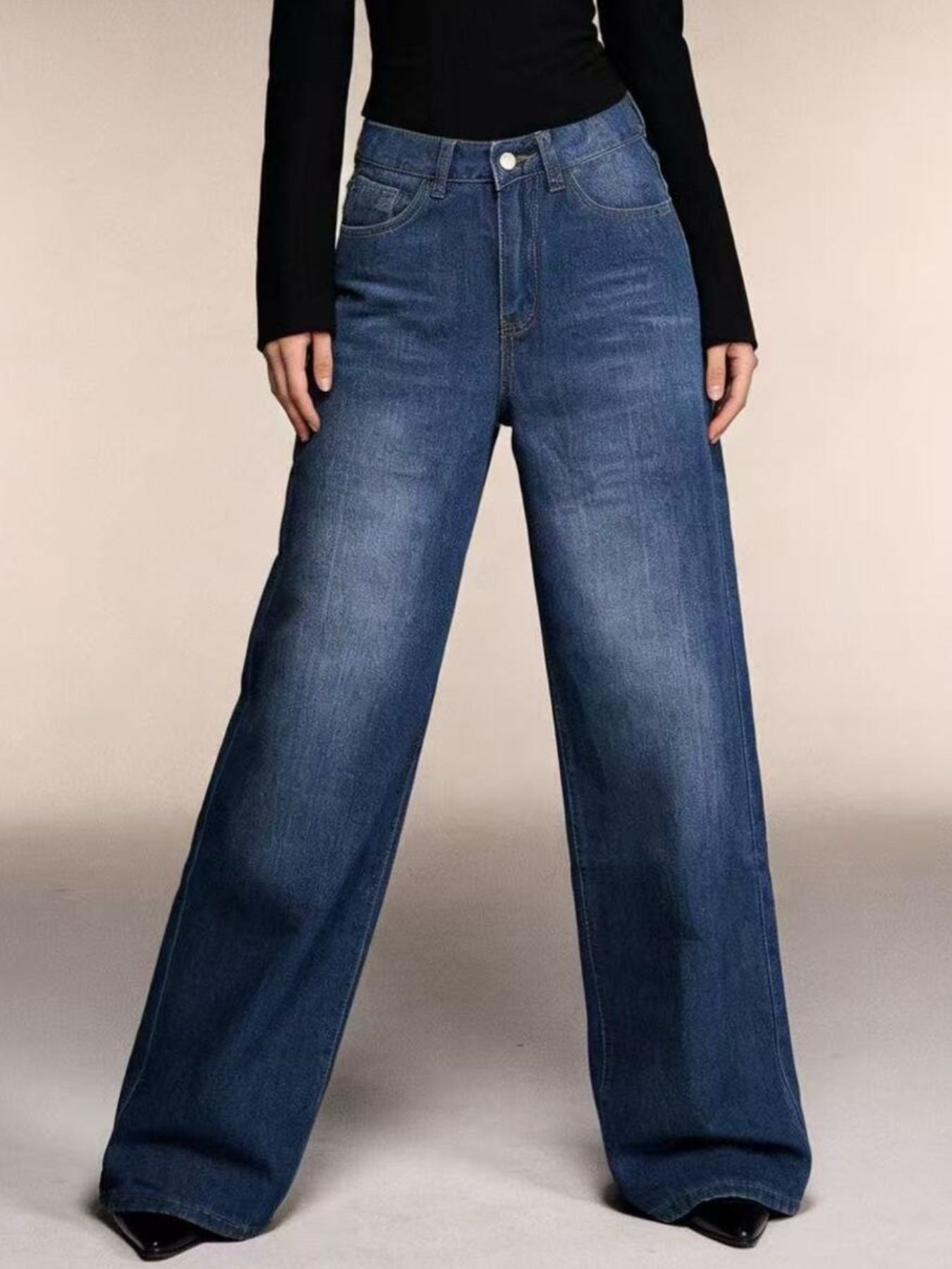 High-Waisted Wide Leg Jeans - cas7m