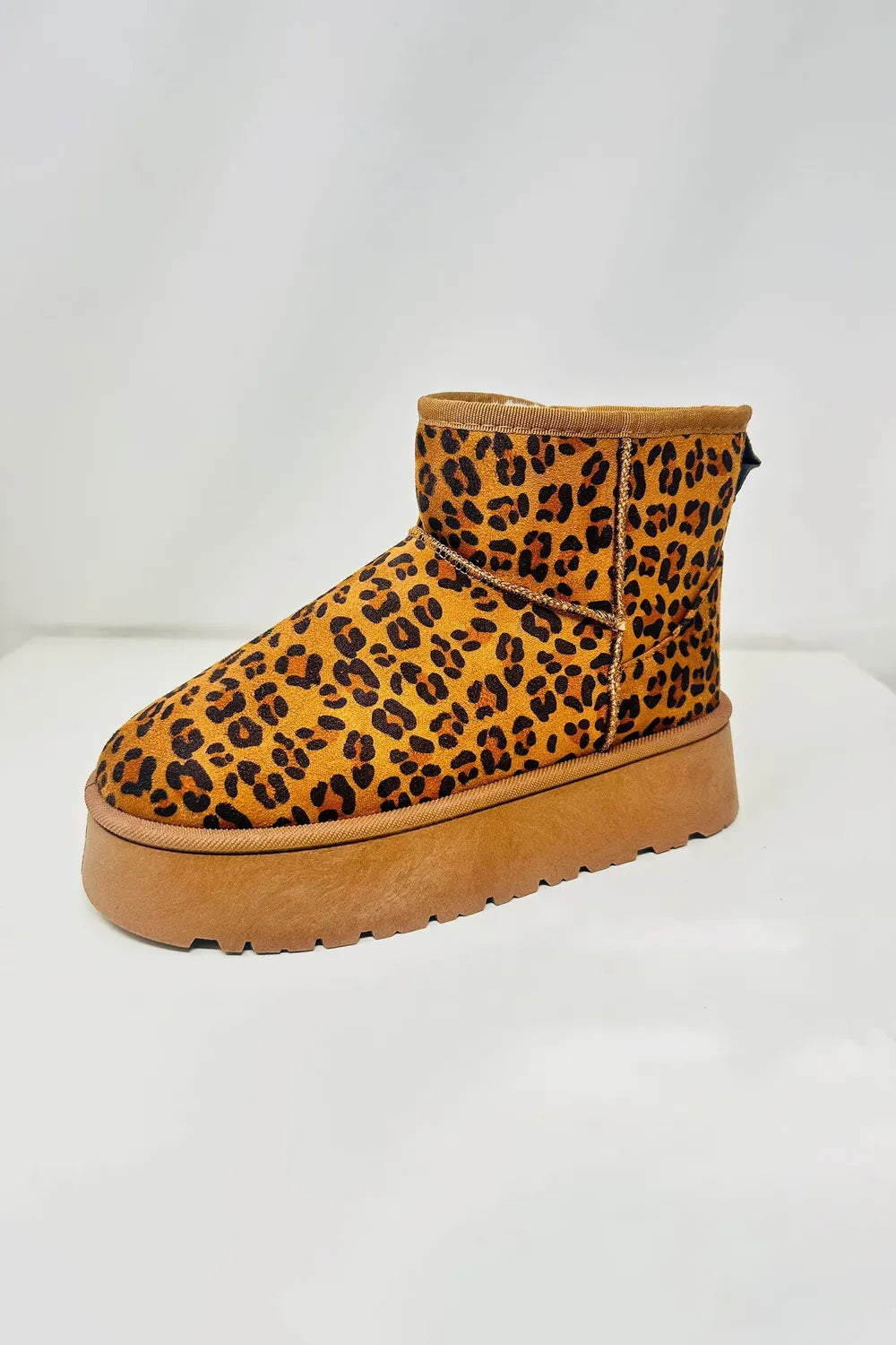 WILD DIVA Thermal Furry Leopard Platform Booties - cas7m