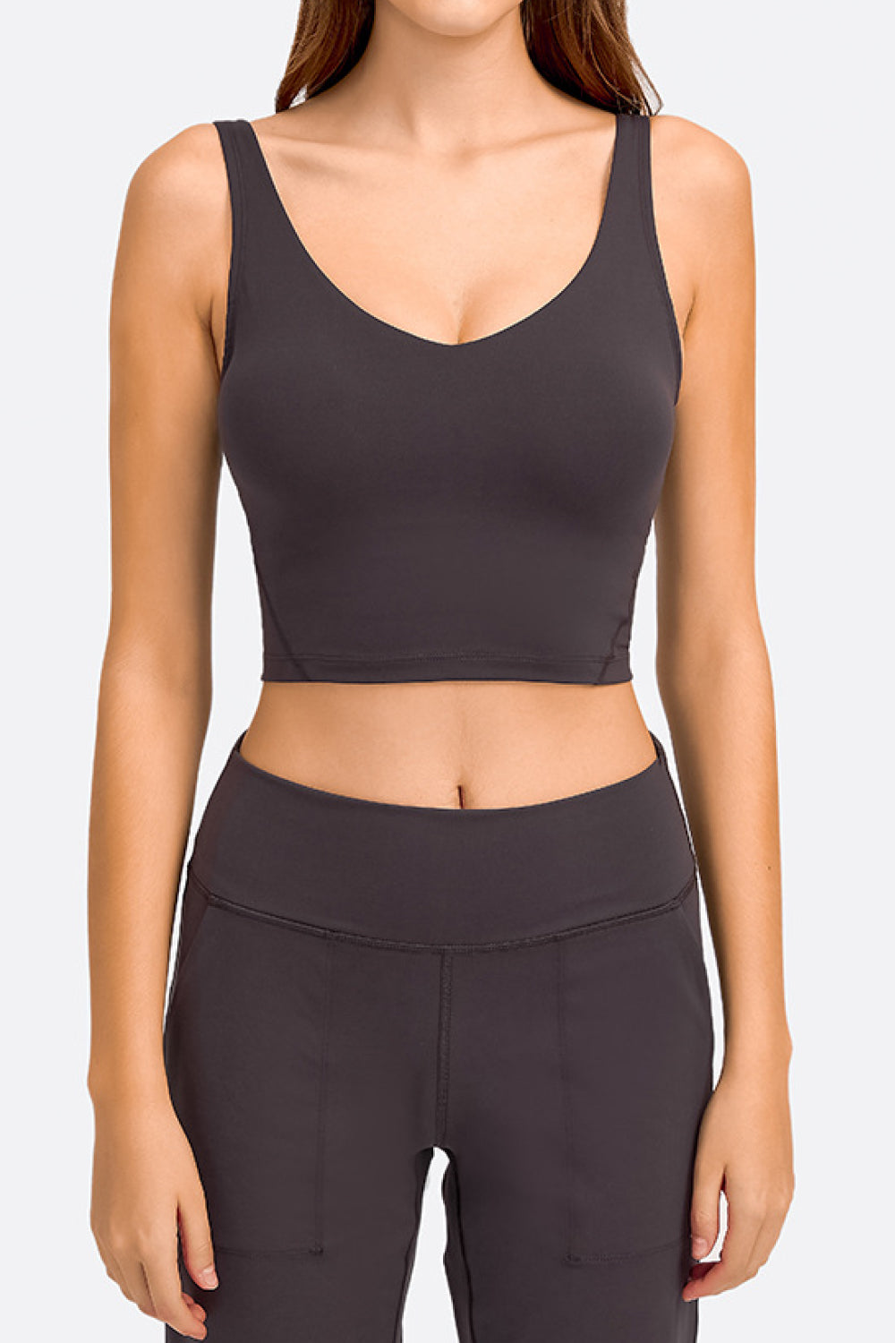 Millennia Deep V-Neck Crop Sports Bra - cas7m