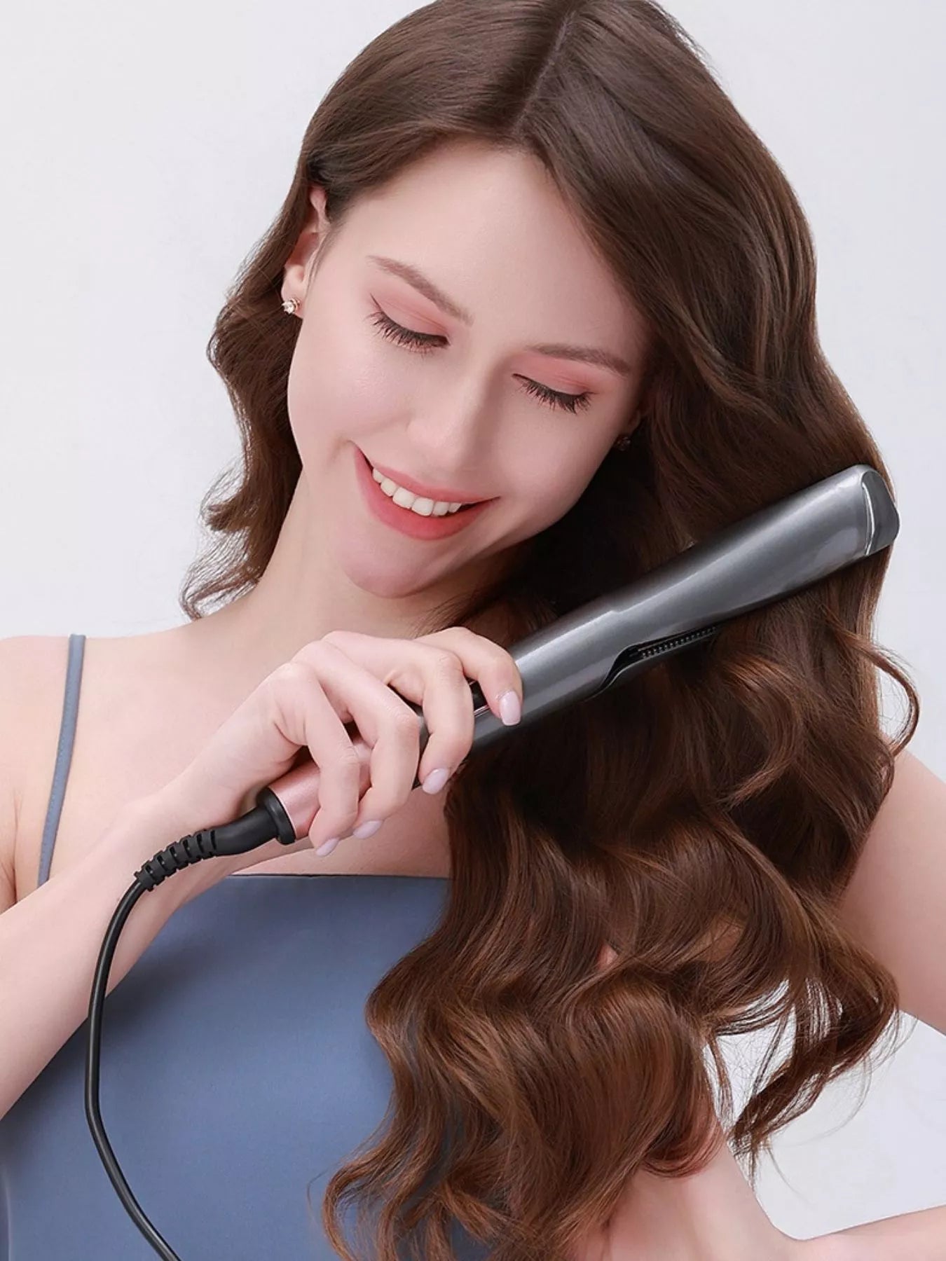 2-in-1 Adjustable Curling & Straightening Iron for Salon-Quality Hair - cas7m