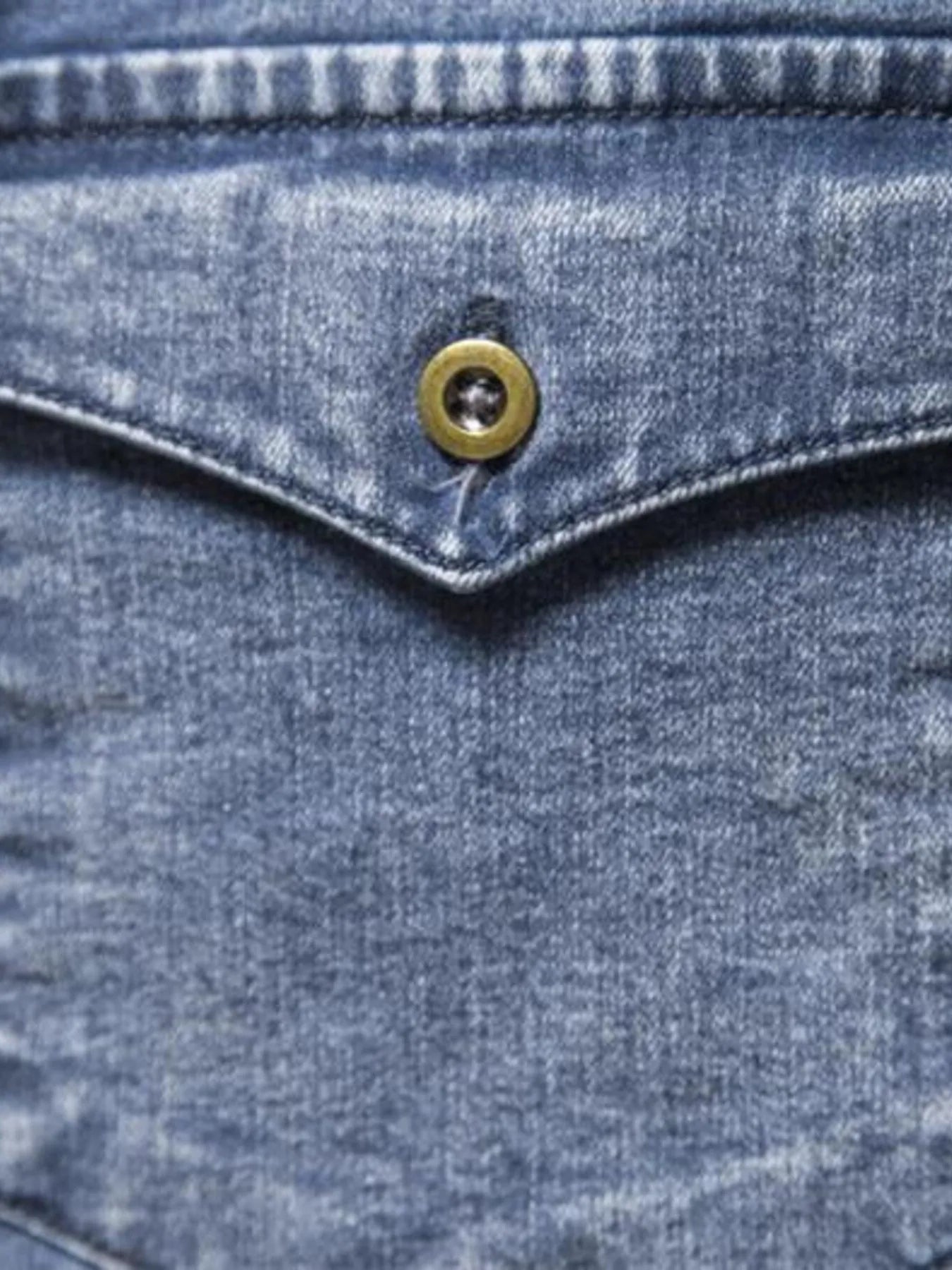 Men's Button Up Long Sleeve Denim Shirt - cas7m