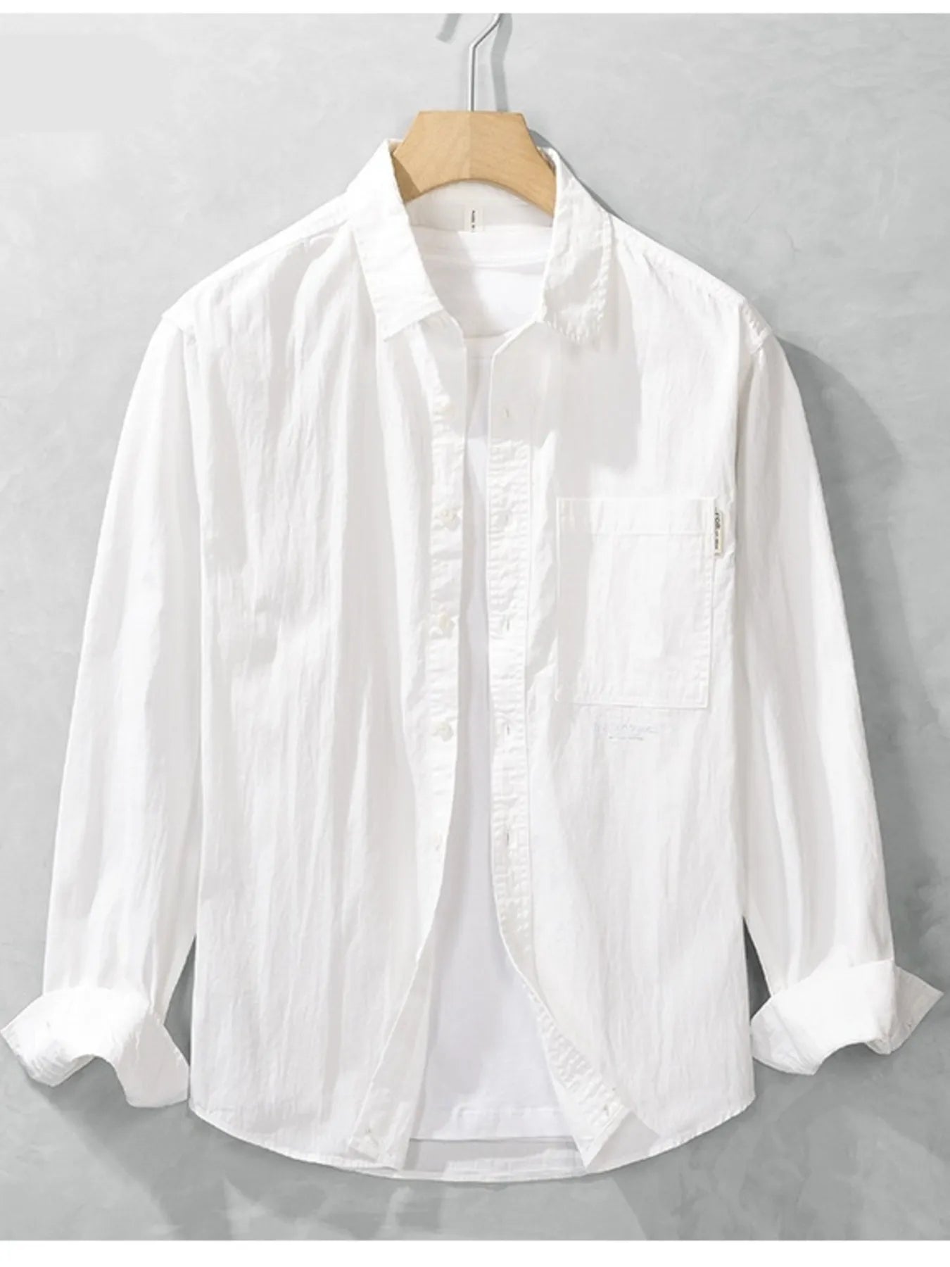 Men's Plus Size Button Up Long Sleeve Shirt - cas7m