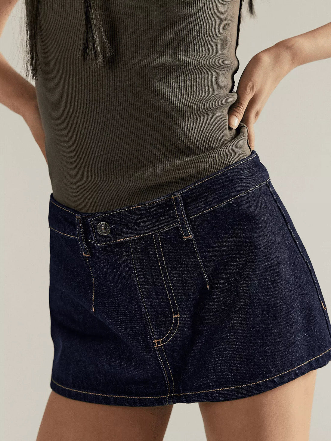 Classic Wash Denim Mini Skort - cas7m