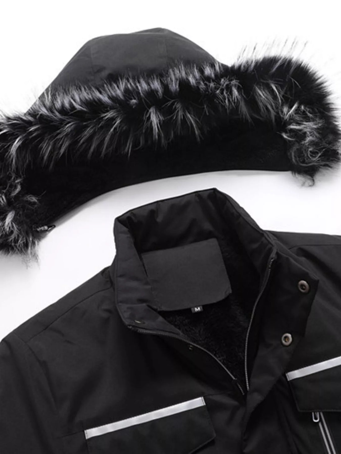 Men's Plus Size Fur Hooded Winter Parka Coat - cas7m