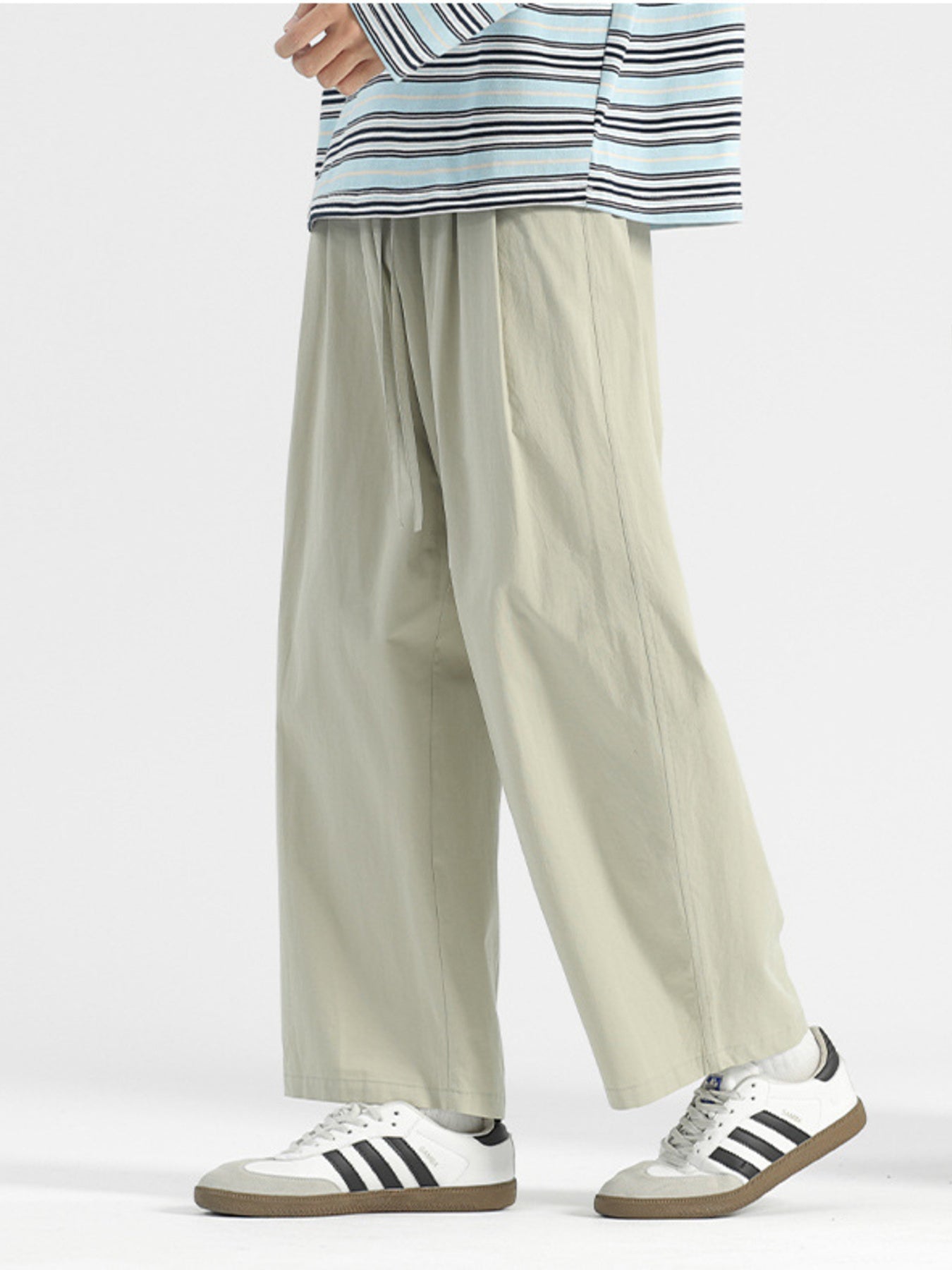 Men's Plus Size Wide Leg Drawstring Casual Pants - cas7m
