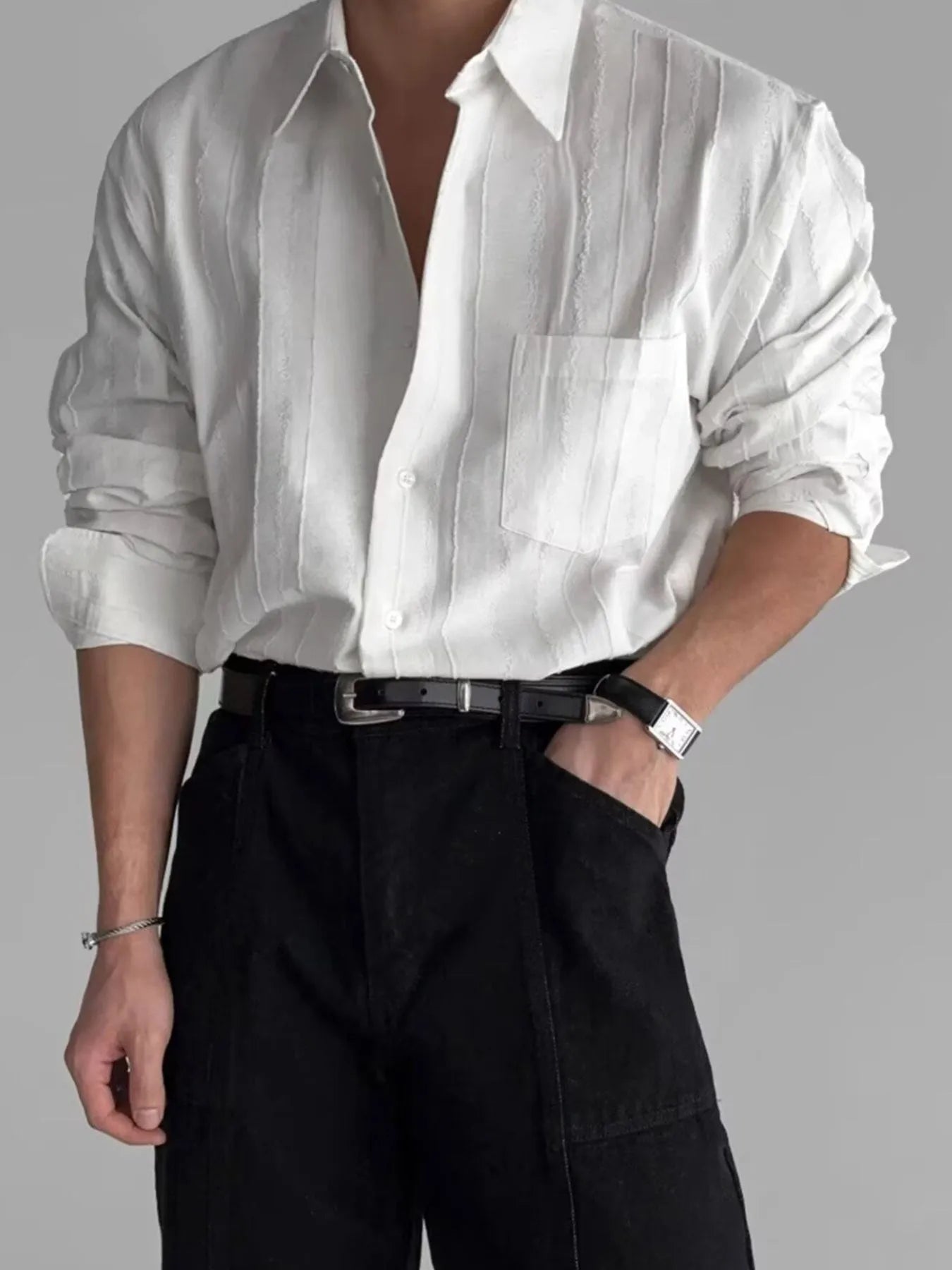 Men's Button Up Long Sleeve Shirt - cas7m