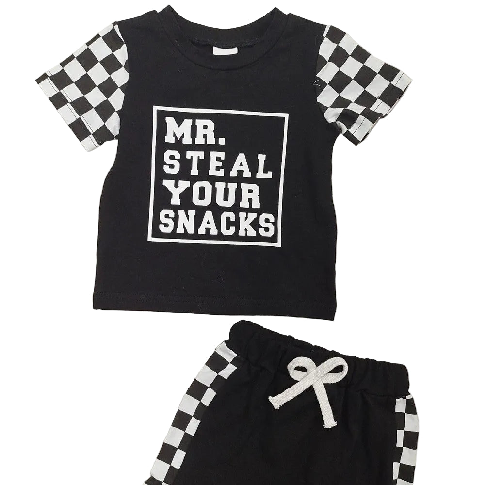 Children's Fashion Letter Print Short-sleeve Suit - cas7m